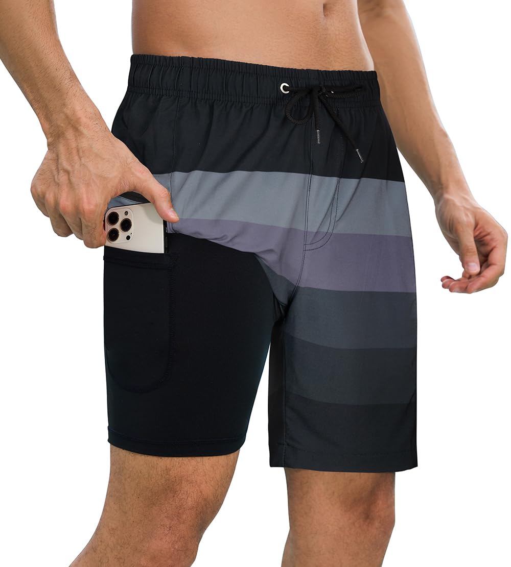 Men's Quick Dry Swim Shorts 2-in-1 - Black Grey M-image-16c131db-2af4-437c-b96a-4f0160b52414-127051