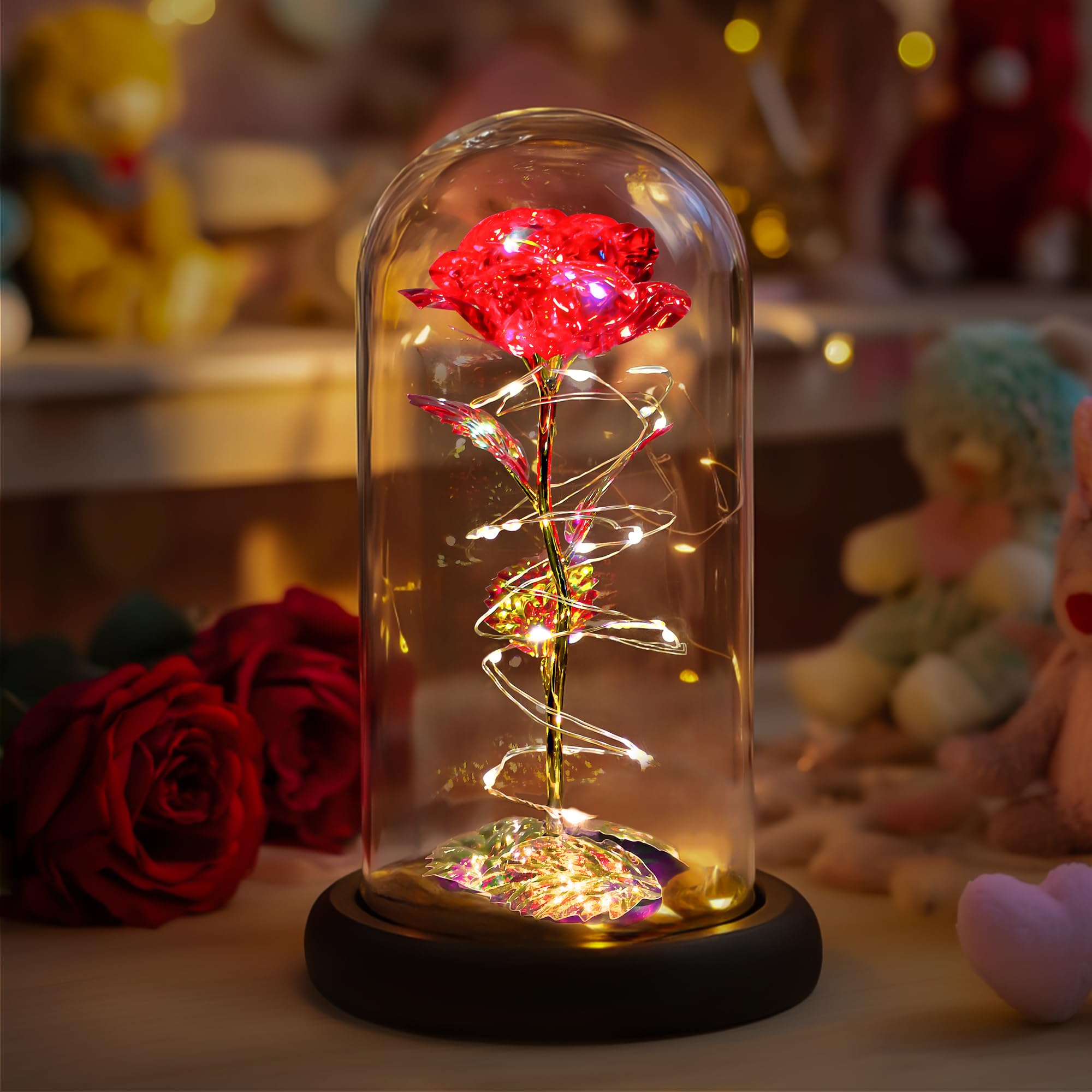 Colourful LED Rose in Glass Dome - Perfect Gift for Women, Mum, Teacher, Wedding & More-image-35cd3ab7-9f74-4449-a614-3fee44a9d030-59480