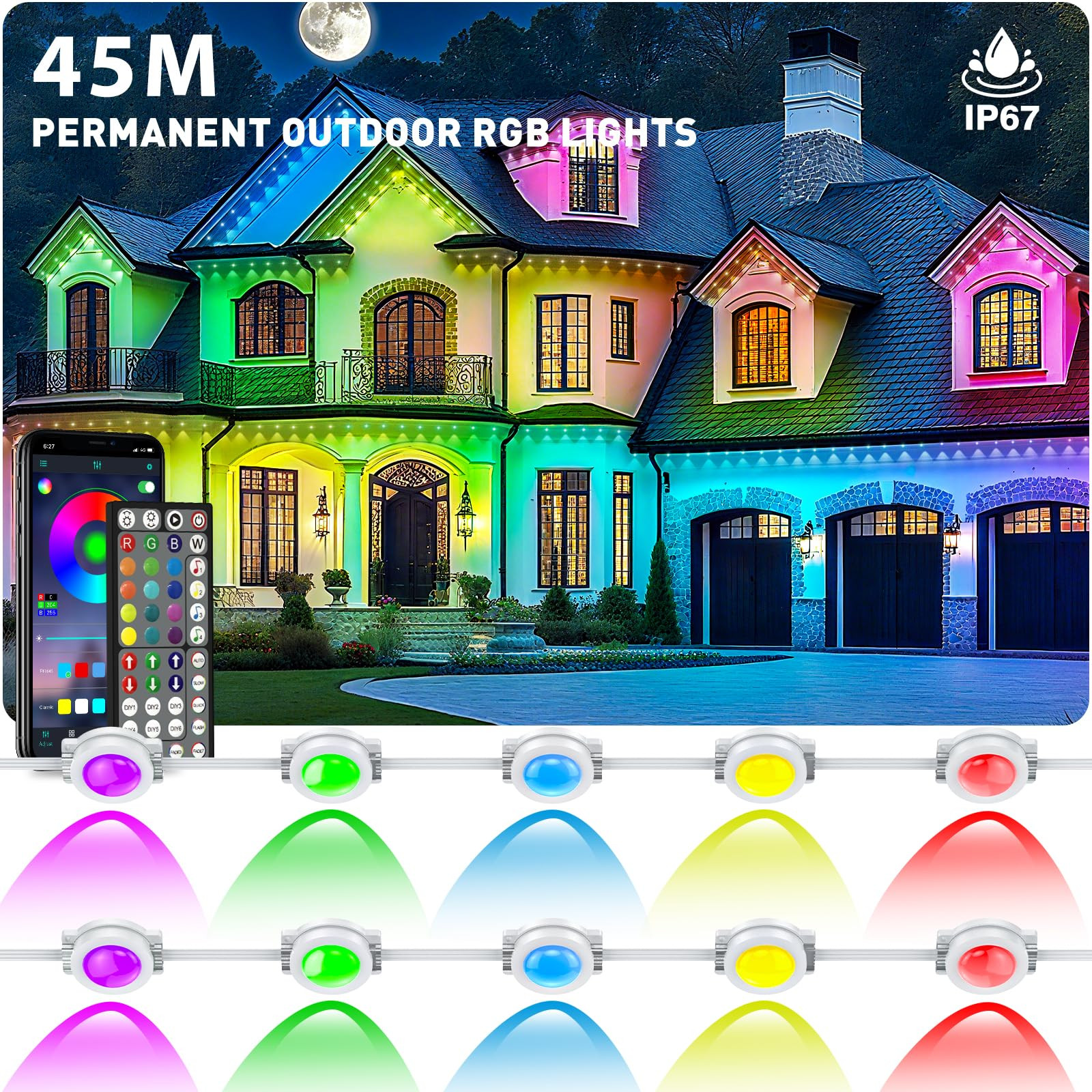 Permanent Outdoor Eaves Lights RGB App Control - RGB 45M-image-a4eb6c0f-3065-4c07-95cd-f13d378d267d-4037