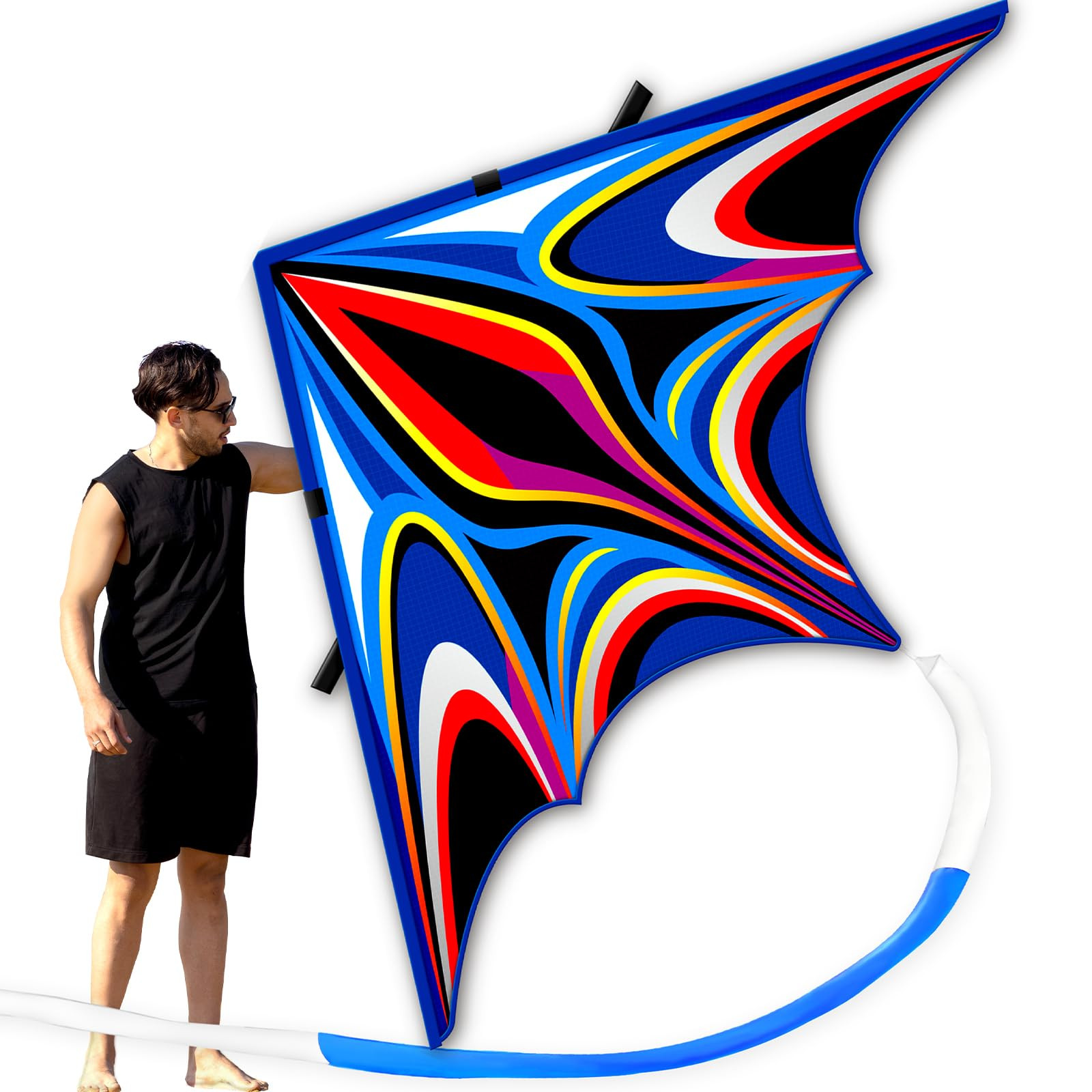 Large Delta Kite Easy Fly - Blue 265×150cm-image-4d88d32d-ac28-4d79-9bb9-289566f266f1-1114
