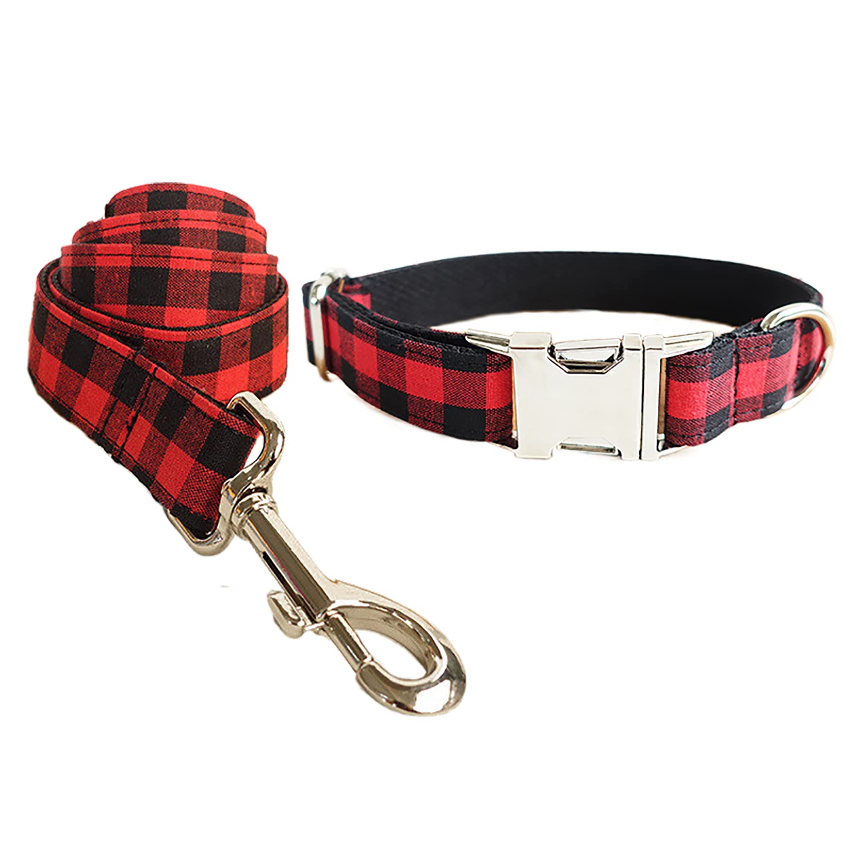 Dog Collar & Lead Set Nylon Plaid - Red Plaid L + Lead 120cm-image-d210346e-6623-41f0-ae58-1ca4b4fb48b8-125779