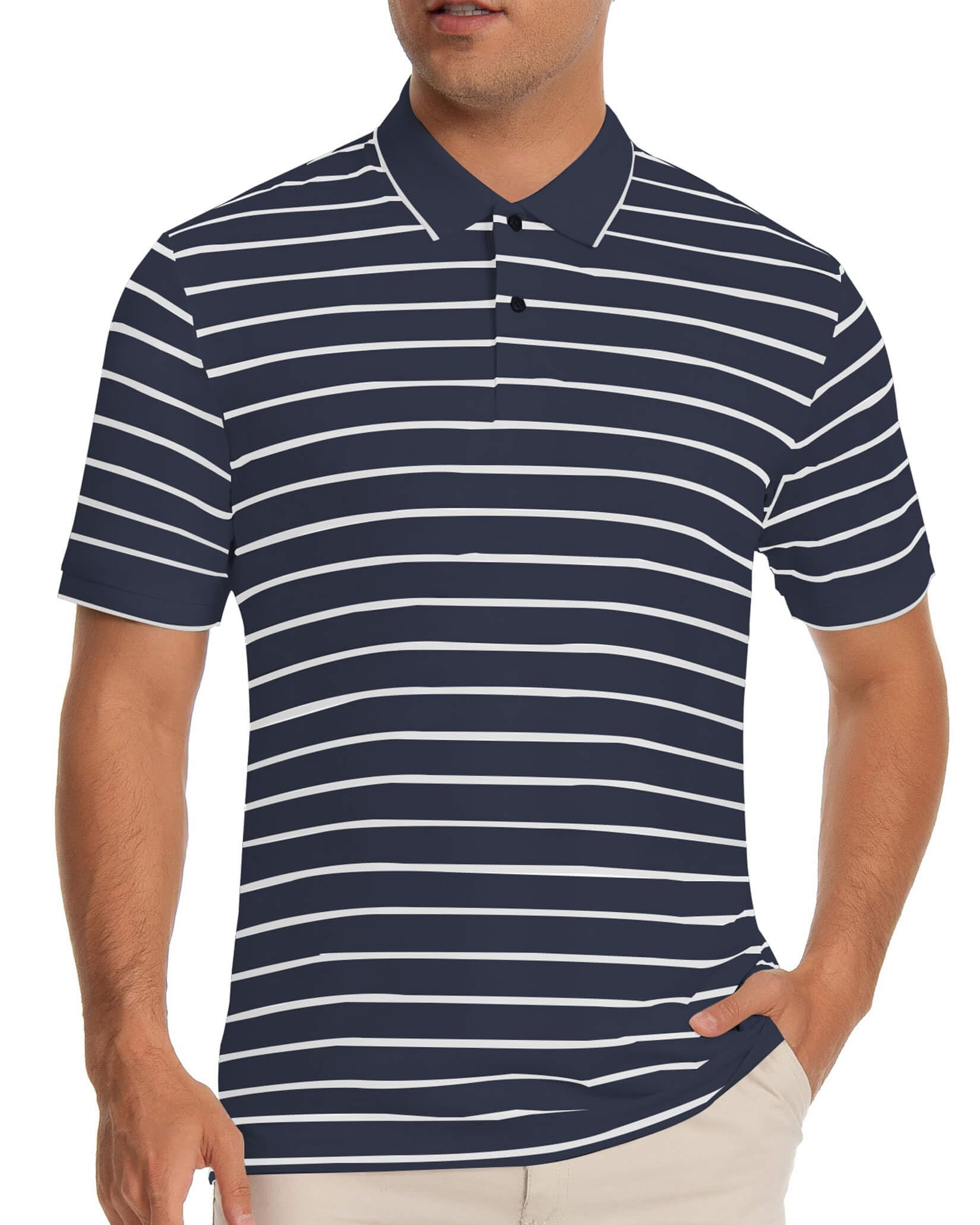 Men's Striped Polo Shirt - Blue XL-image-76fccf22-fa3c-4ad0-a35c-31131686be5a-4191