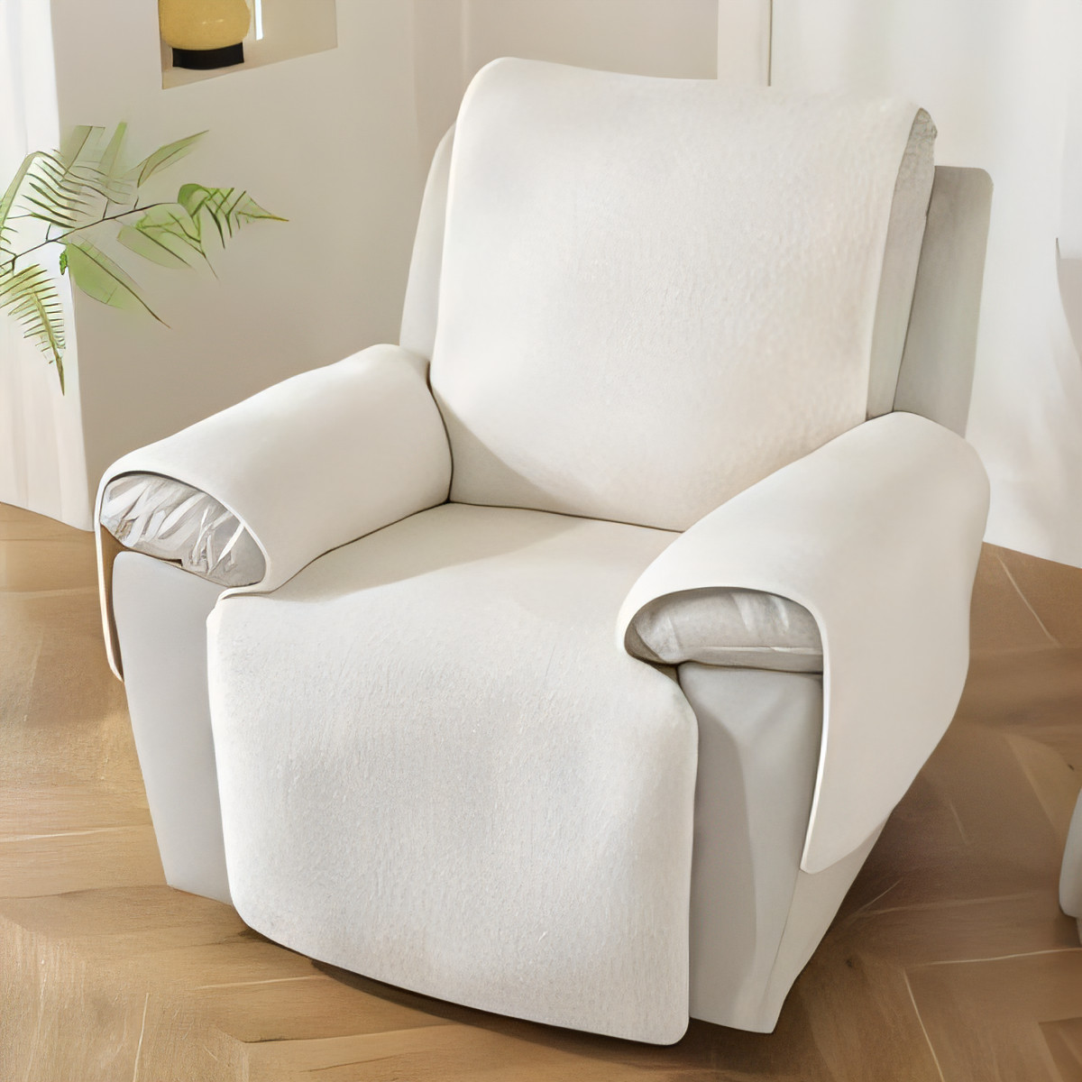 Sherpa Fleece Sofa Cover - White 1 Seater