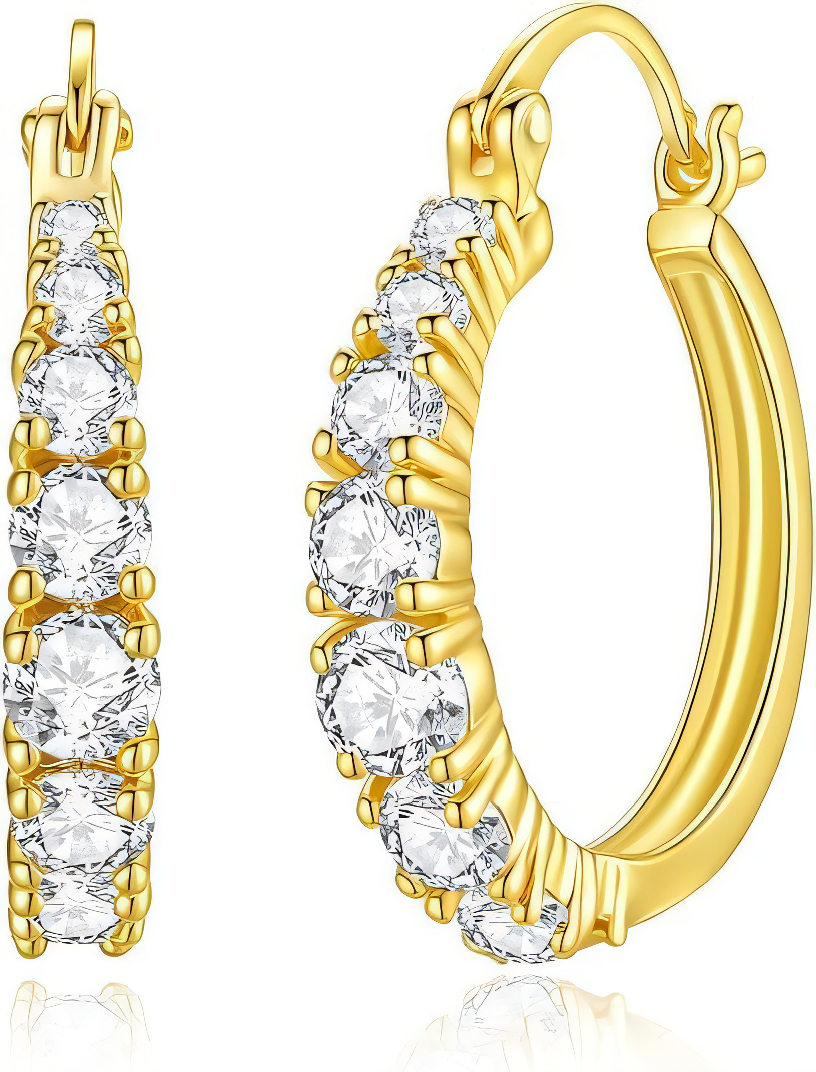 9CT Gold Hoop Earrings CZ - Yellow Gold 20mm-image-9907ecba-d054-4c6e-a8ff-00ae42bc6807-460