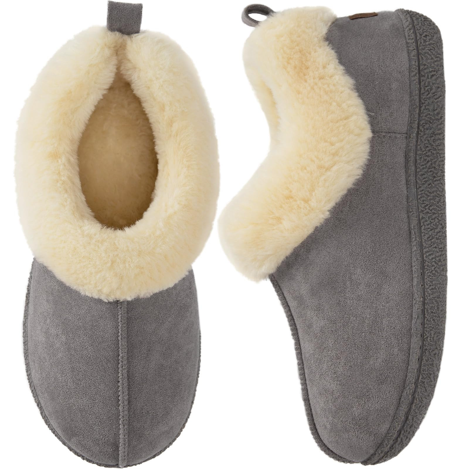 Women's Faux Wool Slippers - Dark Grey UK 5/6-image-8e9d34ea-2880-4bfb-bf15-1ace2658d299-4215