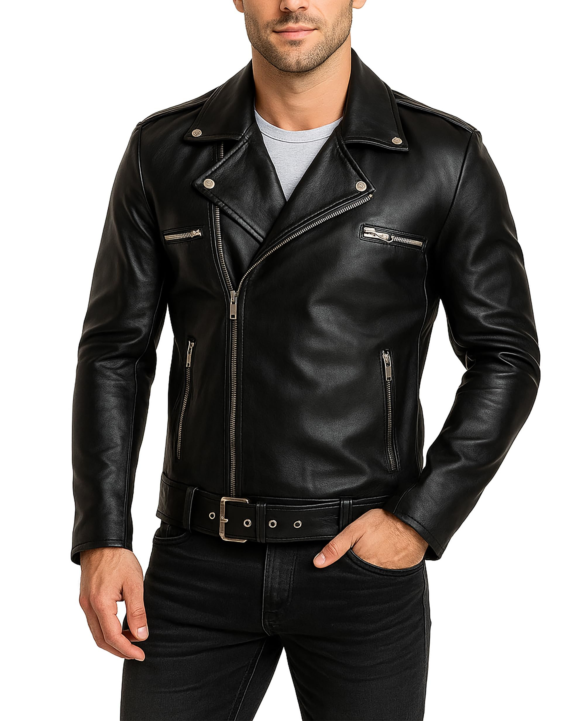Men’s Biker Leather Jacket - Black Leather L-image-ce6ecfd3-34ae-4f0f-85f4-8db413acf5d3-1133