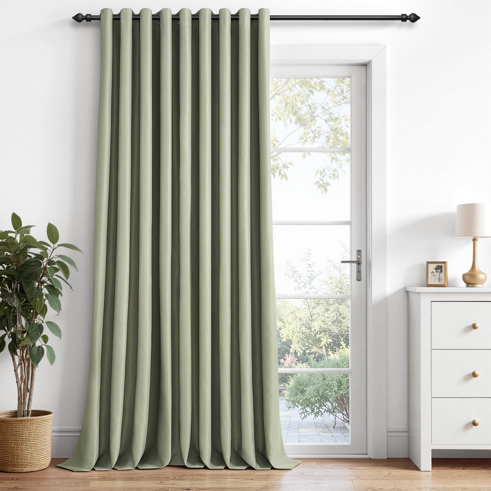 Thermal Blackout Eyelet Curtain - Sage Green 118 x 95 Inch