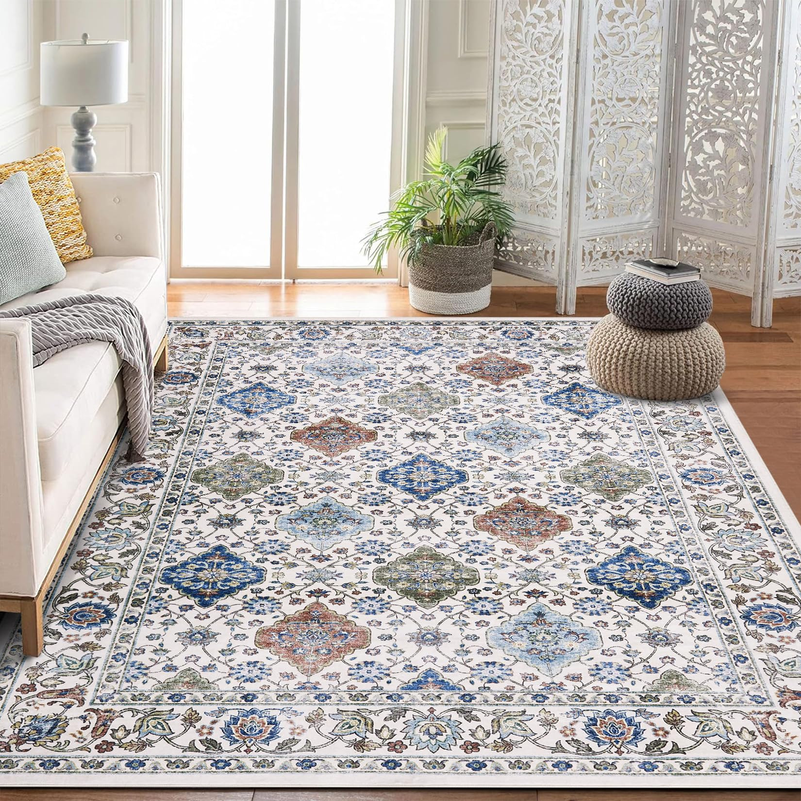 Washable Vintage Rug Non-Slip - Blue 160x230cm-image-d7036bde-20c7-4b30-8d5a-4eae79d18868-1140