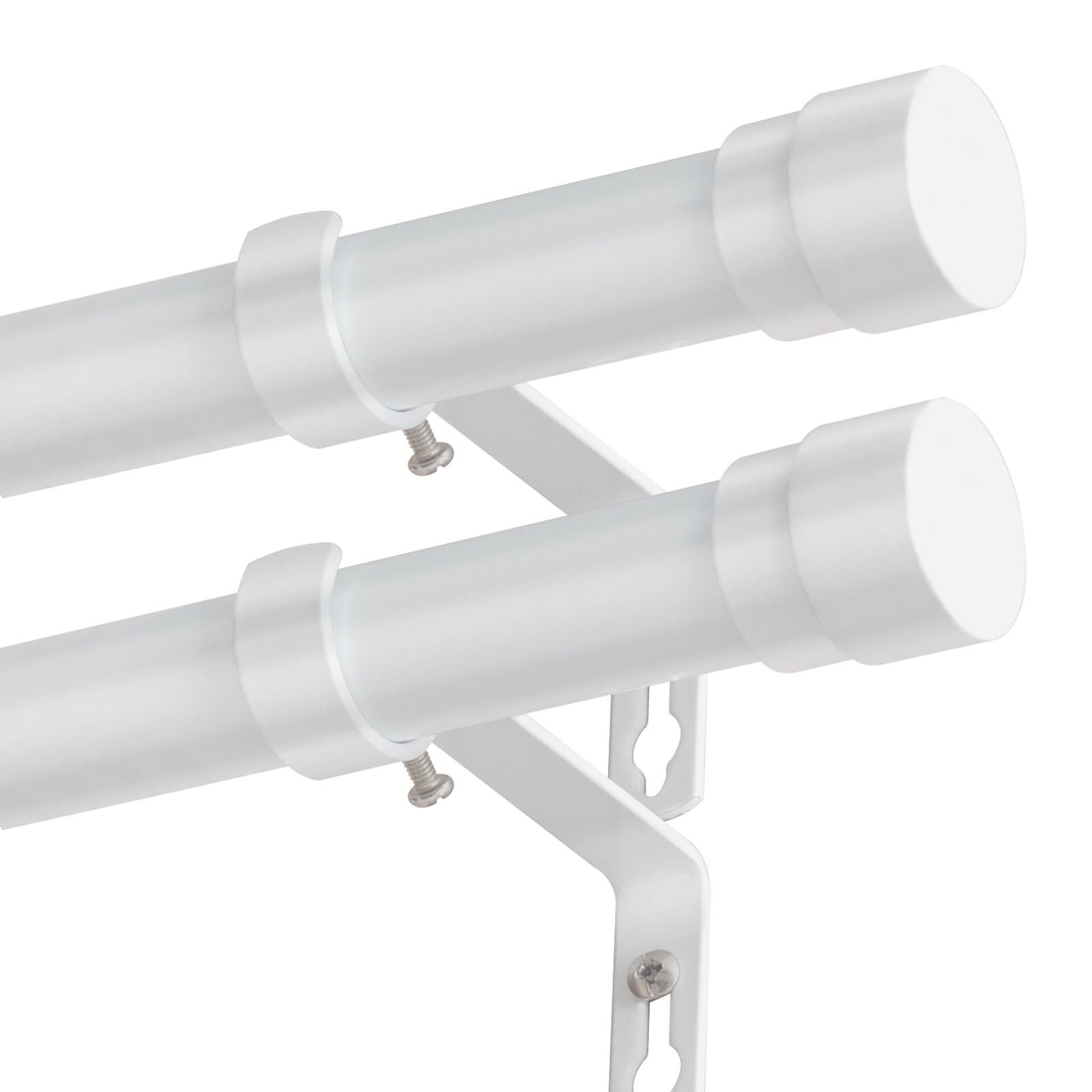 Adjustable Curtain Pole Eyelet Rod - White 76-190cm 2 Pack