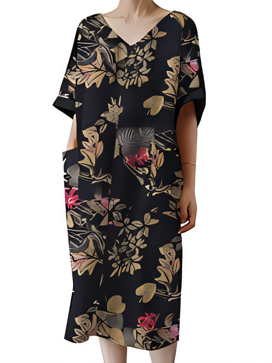 Women's Floral Midi Dress Cotton - Navy Floral S-image-81b94fda-8732-402d-89fe-ceca9c83567c-104622