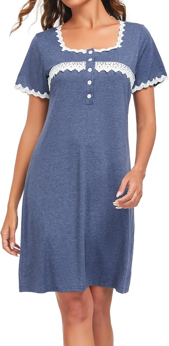 Women's Cotton Nightdress - Navy Blue M-image-66ea123f-f733-42d5-b457-3413445ee44f-115905