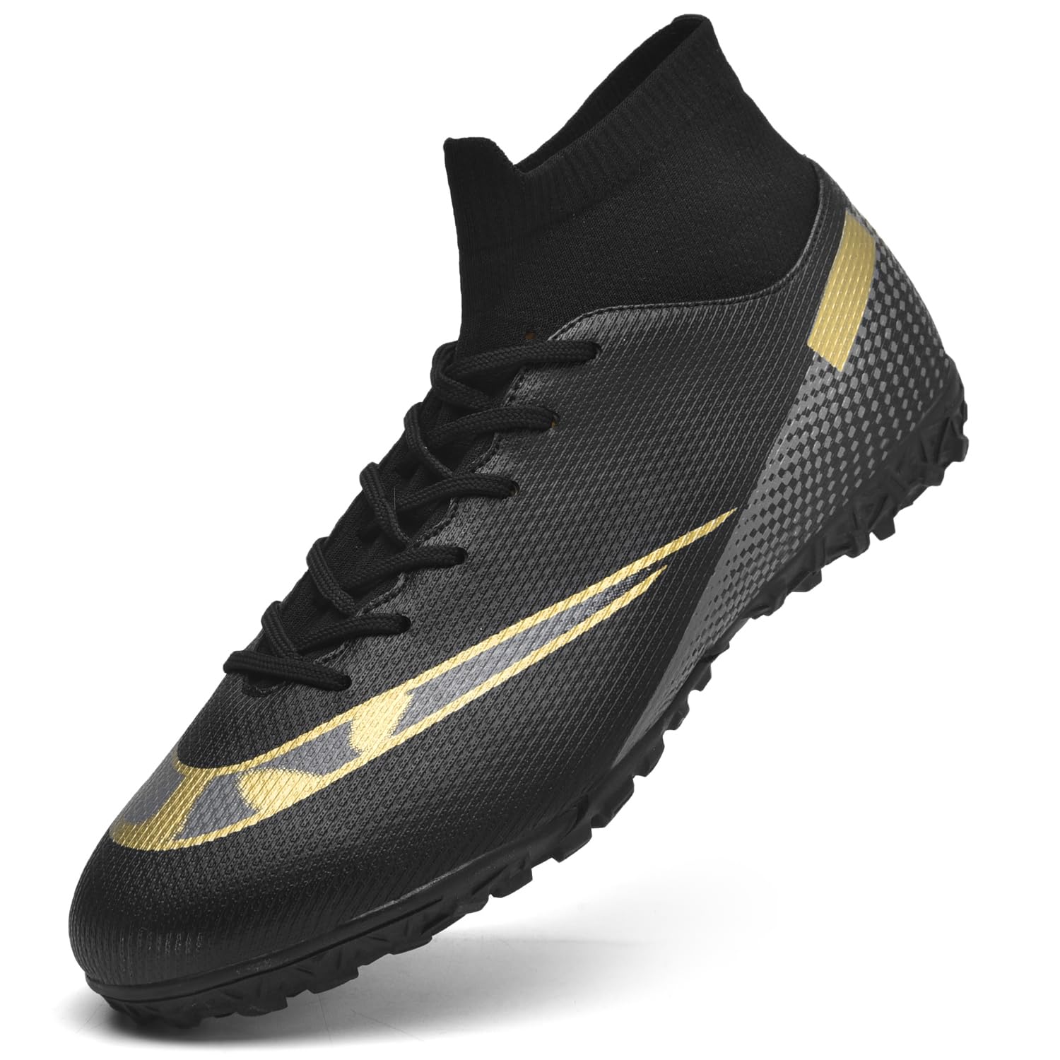 Kids Football Boots Non-Slip Trainers - Black UK 6