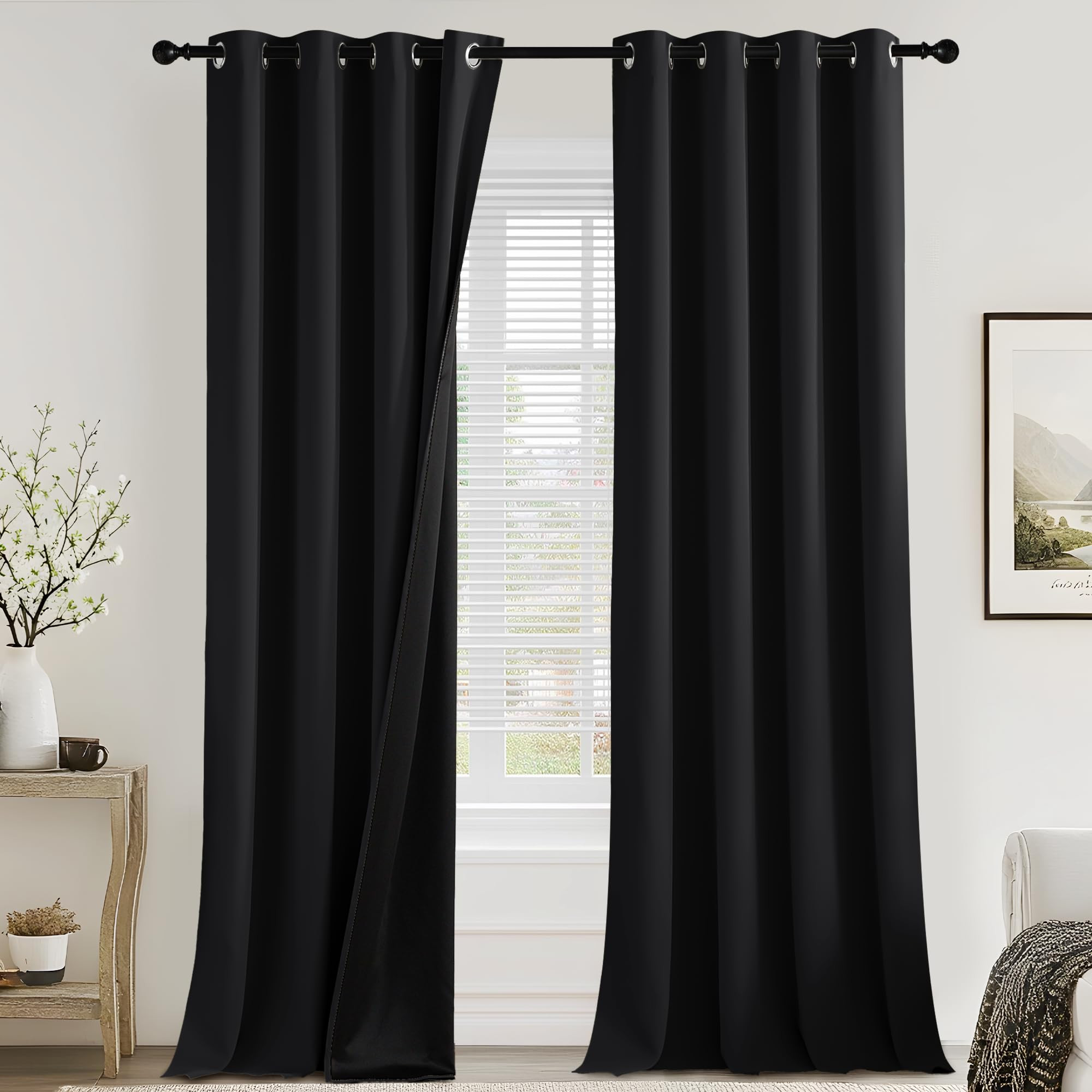 Thermal Blackout Curtains Eyelet - Black W52 x L90-image-7a6df442-fdc6-4466-ad71-58be35514c6c-134639