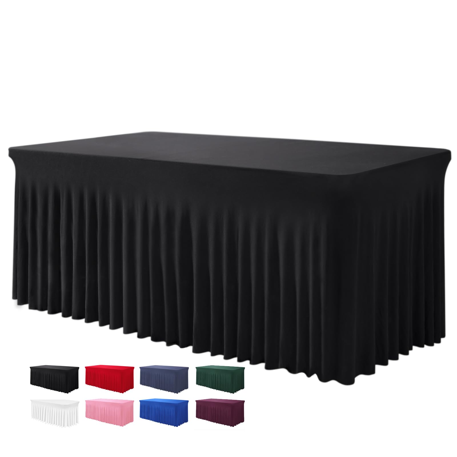 Rectangle Table Skirt 8ft with Ruffles - Black 96.1x29.9 inch-image-d645c4a5-7153-423b-9750-e468001eab33-126941