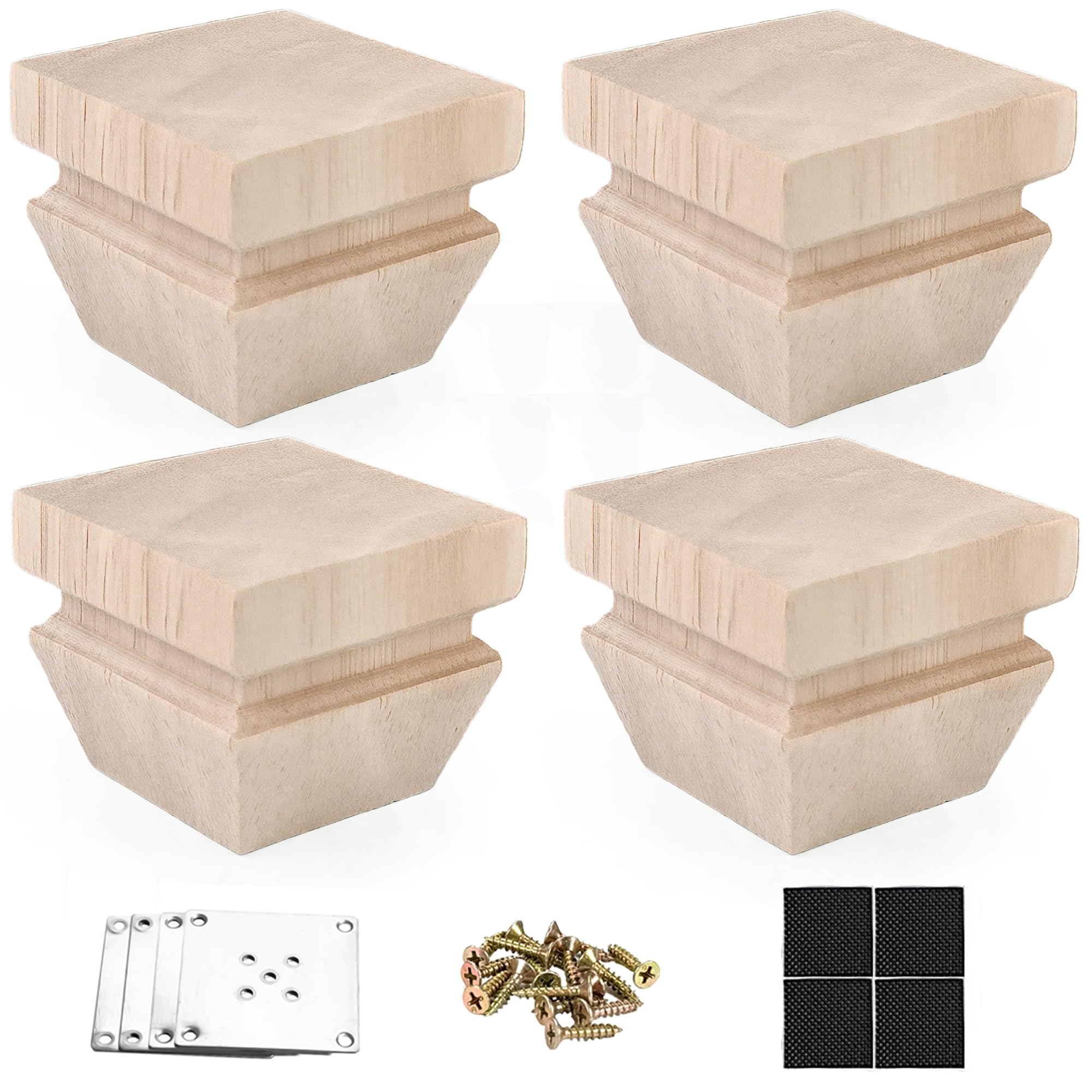 Wooden Furniture Legs Set of 4 - Unfinished 5cm-image-84fd418a-d3fa-43c8-a643-4b48b6e2f88e-138084