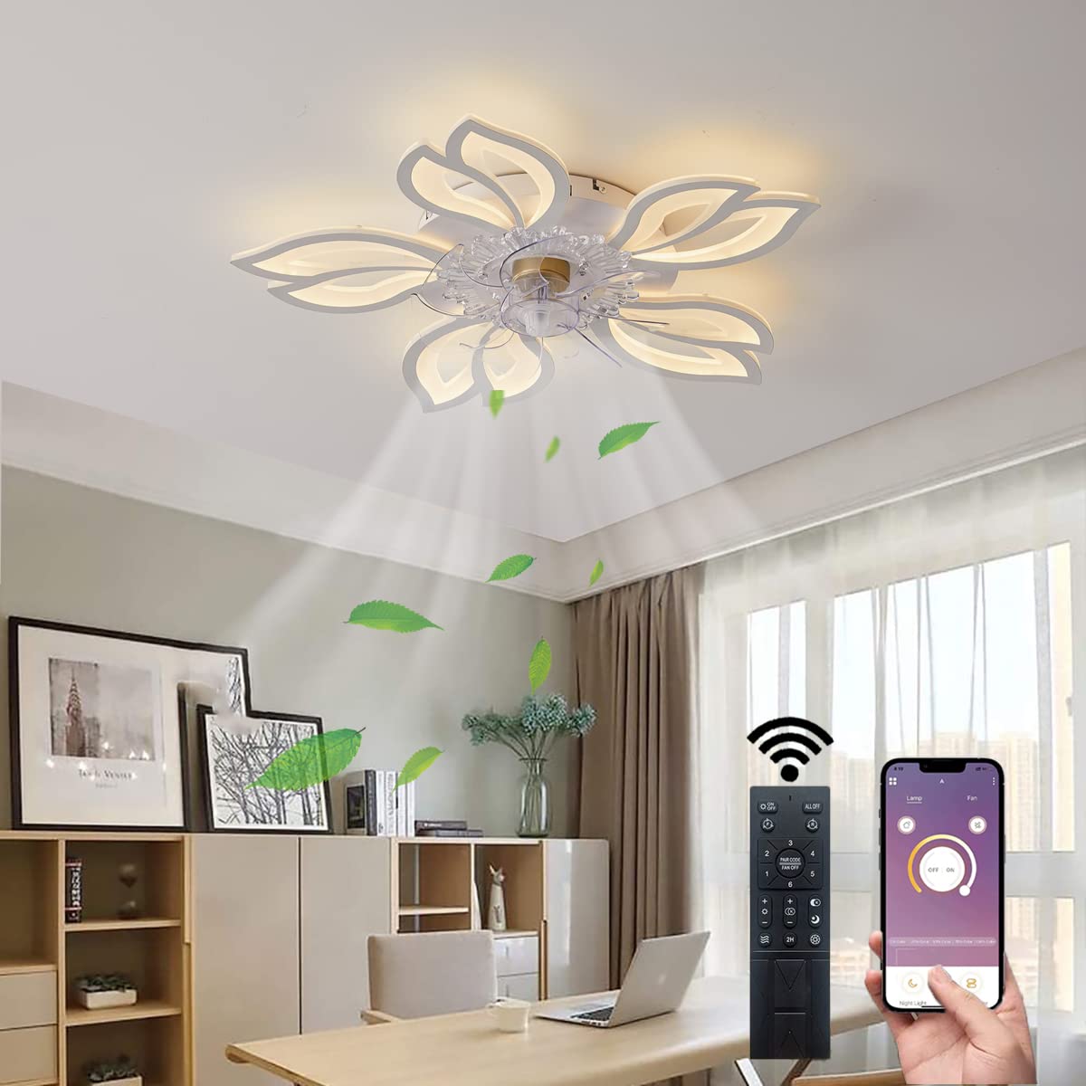 Modern Ceiling Fan LED Light - White 25in-image-3addc90a-60a5-4515-a44f-f90c63b222ee-127100