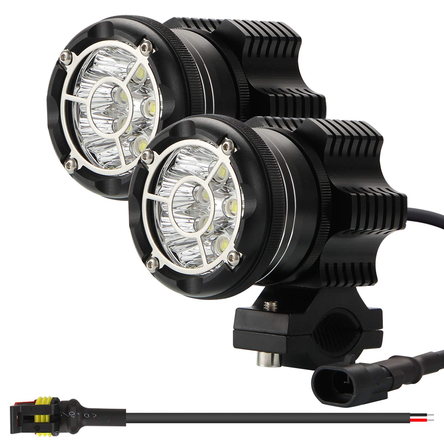 Biqing 2 extra motorlampen met engeloog, rond, 7,5 cm, 20 W, led