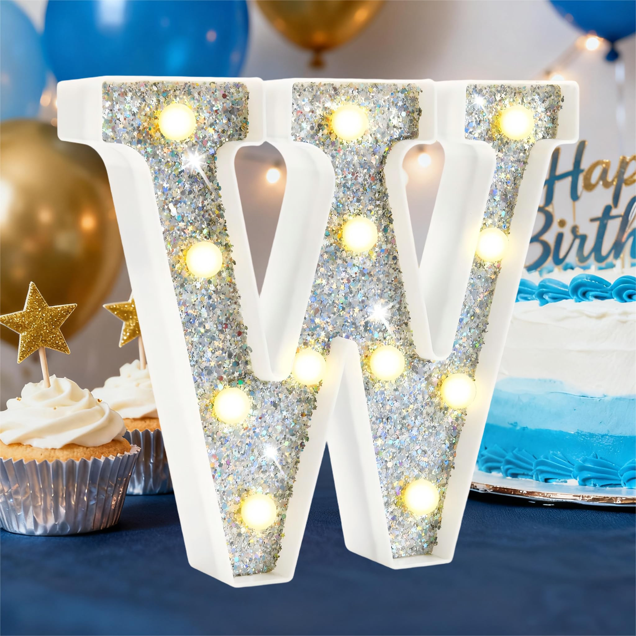 LED Marquee Alphabet Letter Light - Silver Letter W-image-28d7aafc-b20e-41c0-abb2-2f7405260006-268877