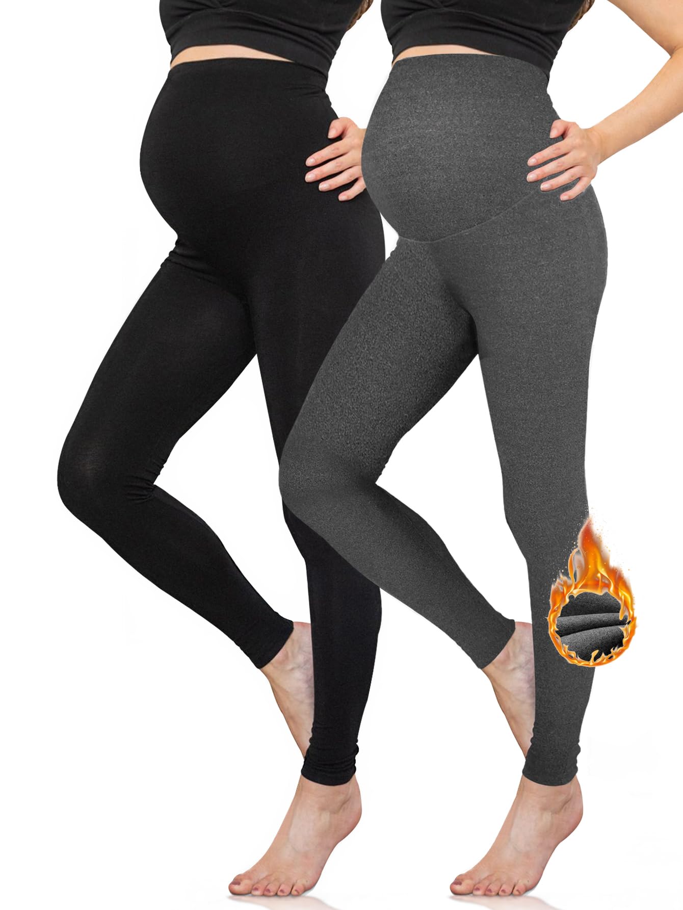 Maternity Warm Leggings 2 Pack - Grey, Black L-image-5e823a96-08b9-47fe-872c-aeb96229d71b-127179