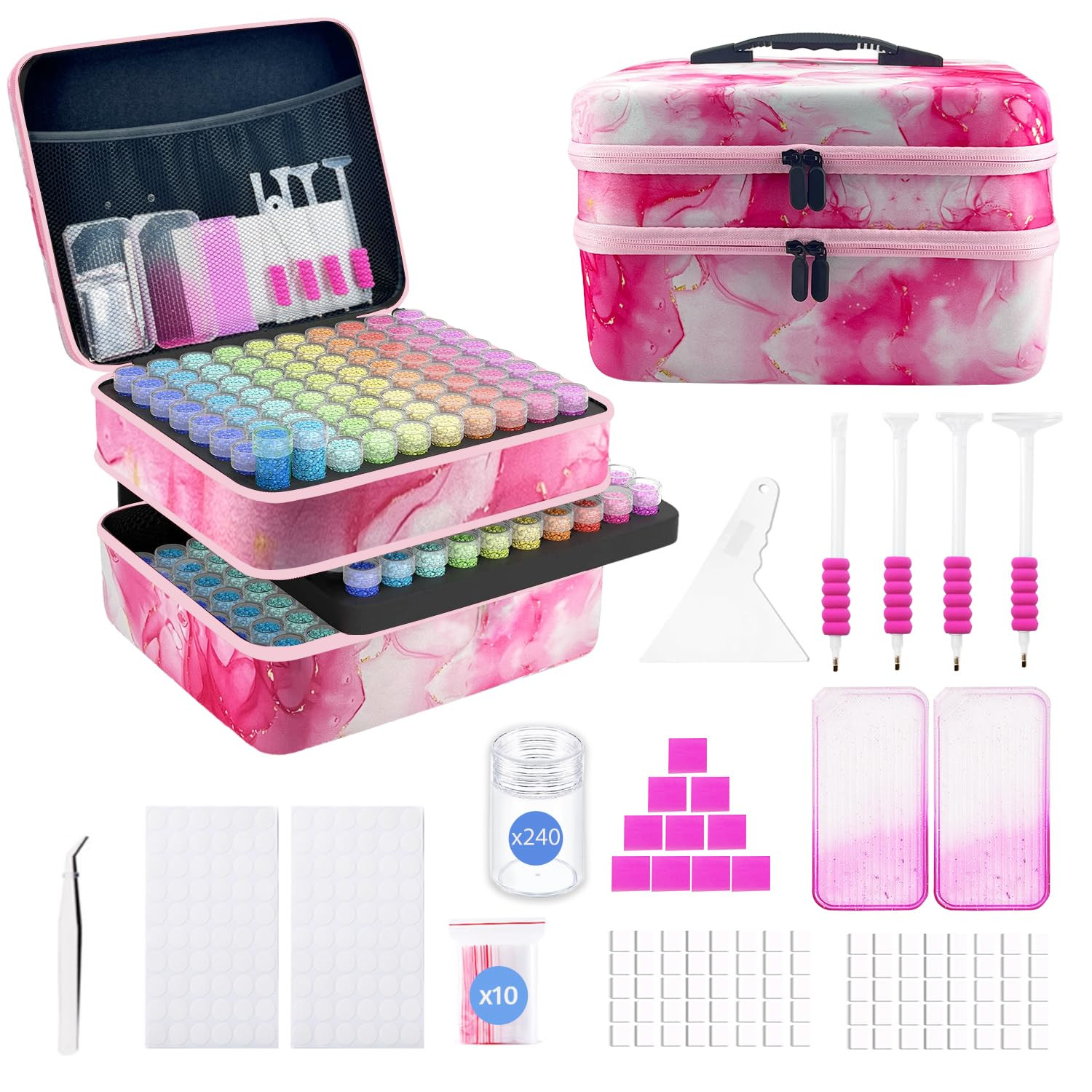 Diamond Art Storage Box 240 Slots - Pink X-Large-image-86ae9ec4-3d70-4da8-90de-20a4b18d974d-137107