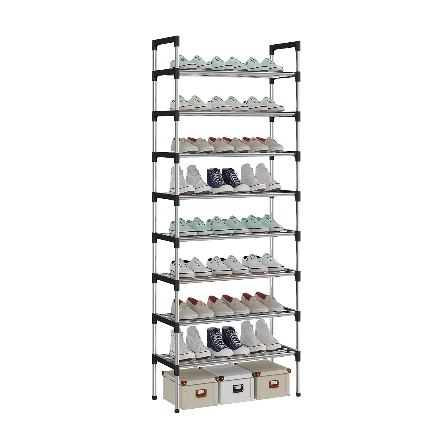 8 Tier Shoe Rack Organiser - Silver S5-image-7e1701a9-c9f3-4067-a87f-805c9d81baa3-1095