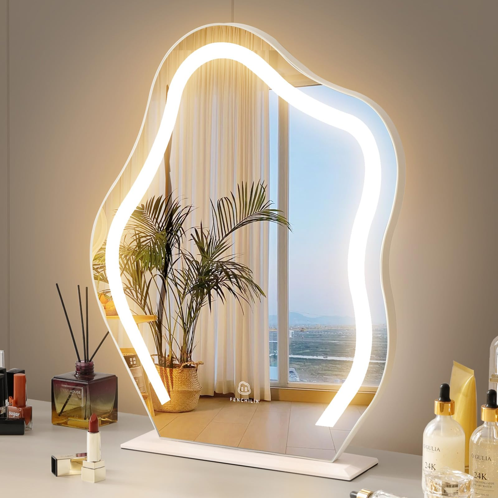 FENCHILIN Vanity Mirror with Lights Cloud Shape 45x55cm 3 10x
