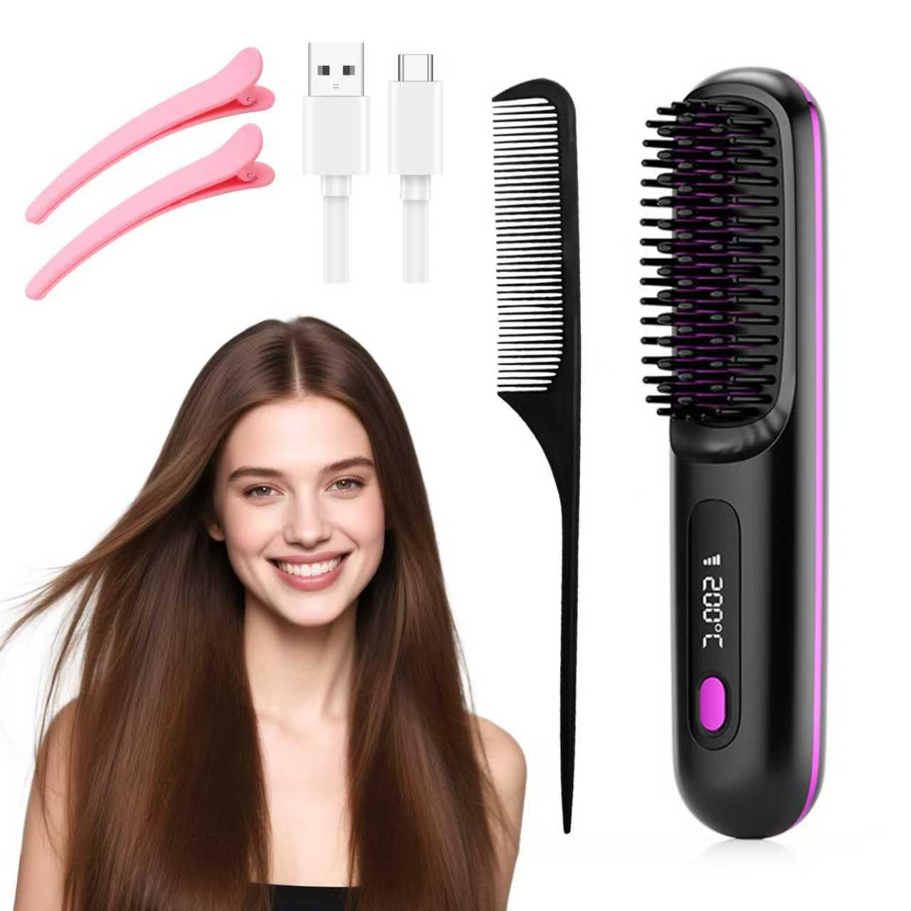 GlowWave Heated Hair Brush 3 Heat Settings - Pink Short Hair-image-4f73978a-3dcb-433a-8c58-87bfe88c886e-169594