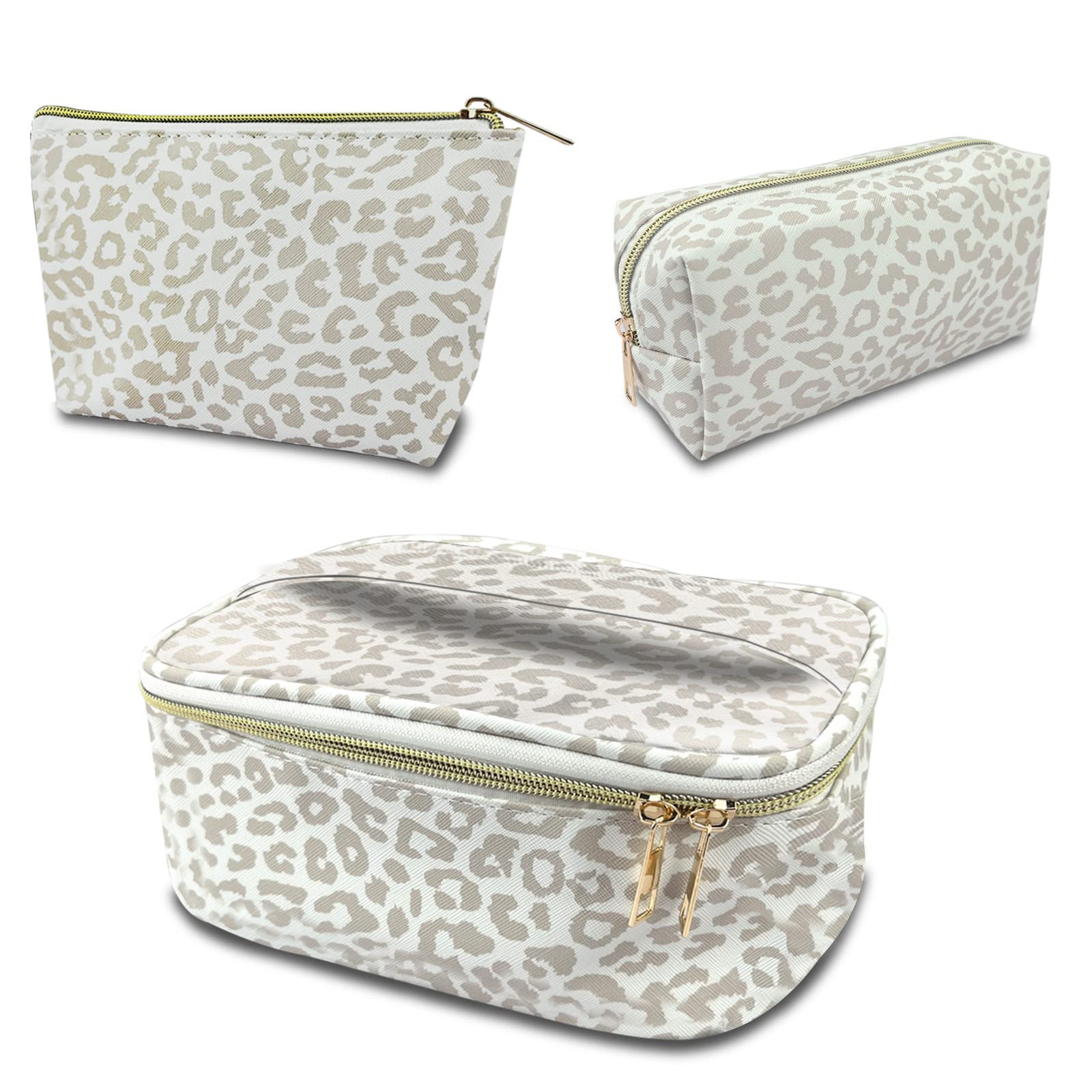 3Pcs Travel Makeup Bags Set - K2-Gray White Leopard Cheetah-image-f5f20fda-a48a-40ef-8fc1-c12854b7d31a-138103