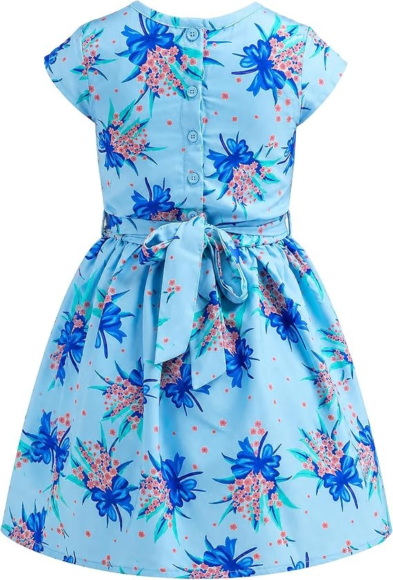 Girls Butterfly Party Dress - Blue 11-12 Years