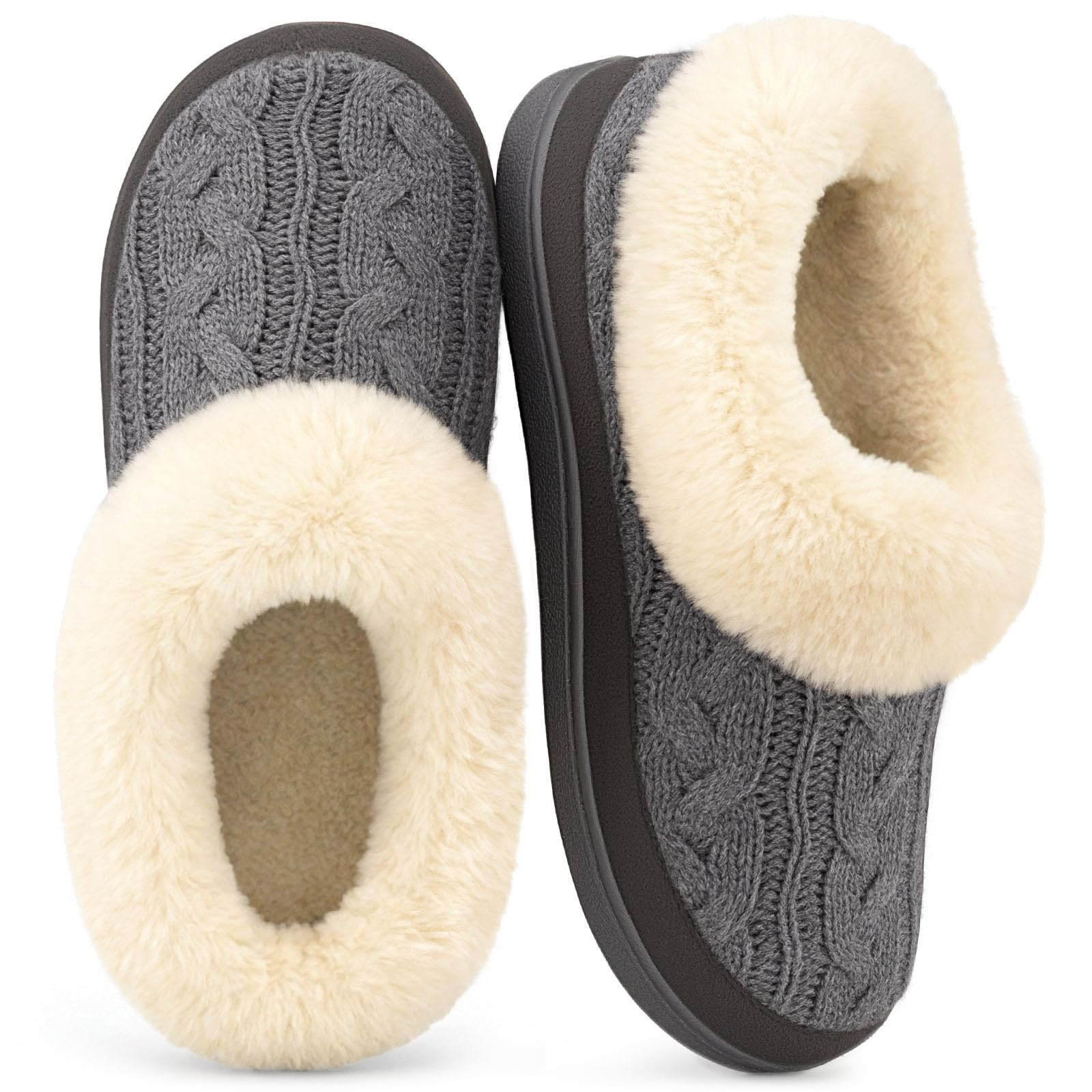Women's Knitted Moc Slippers - Grey UK 8-image-04d990ed-5a18-4947-b963-fb7ef3313599-4239