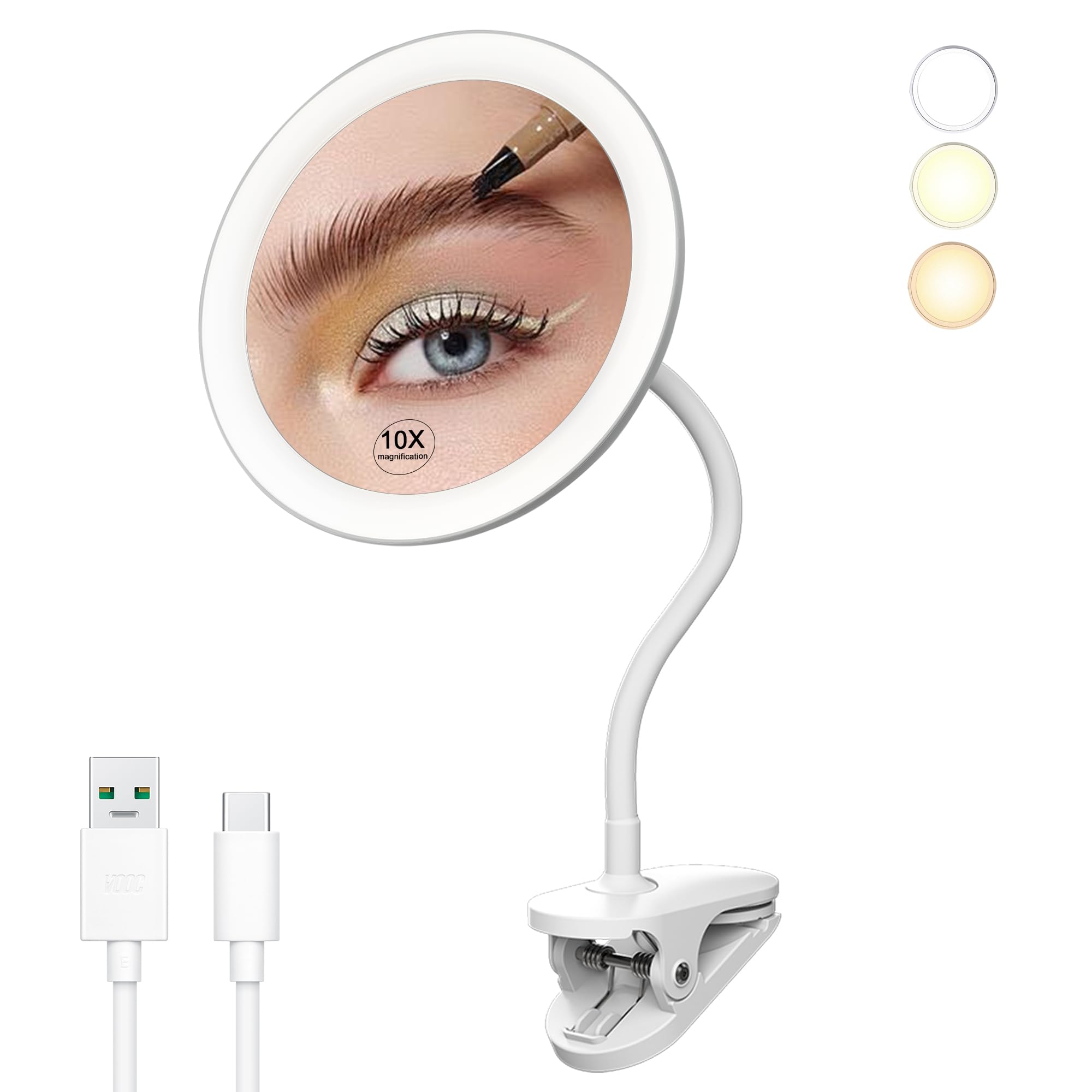 Clip On Shaving Mirror USB Rechargeable - White 6.5 Inch-image-4e59af7d-2551-45a5-a654-250e878dbaba-127889