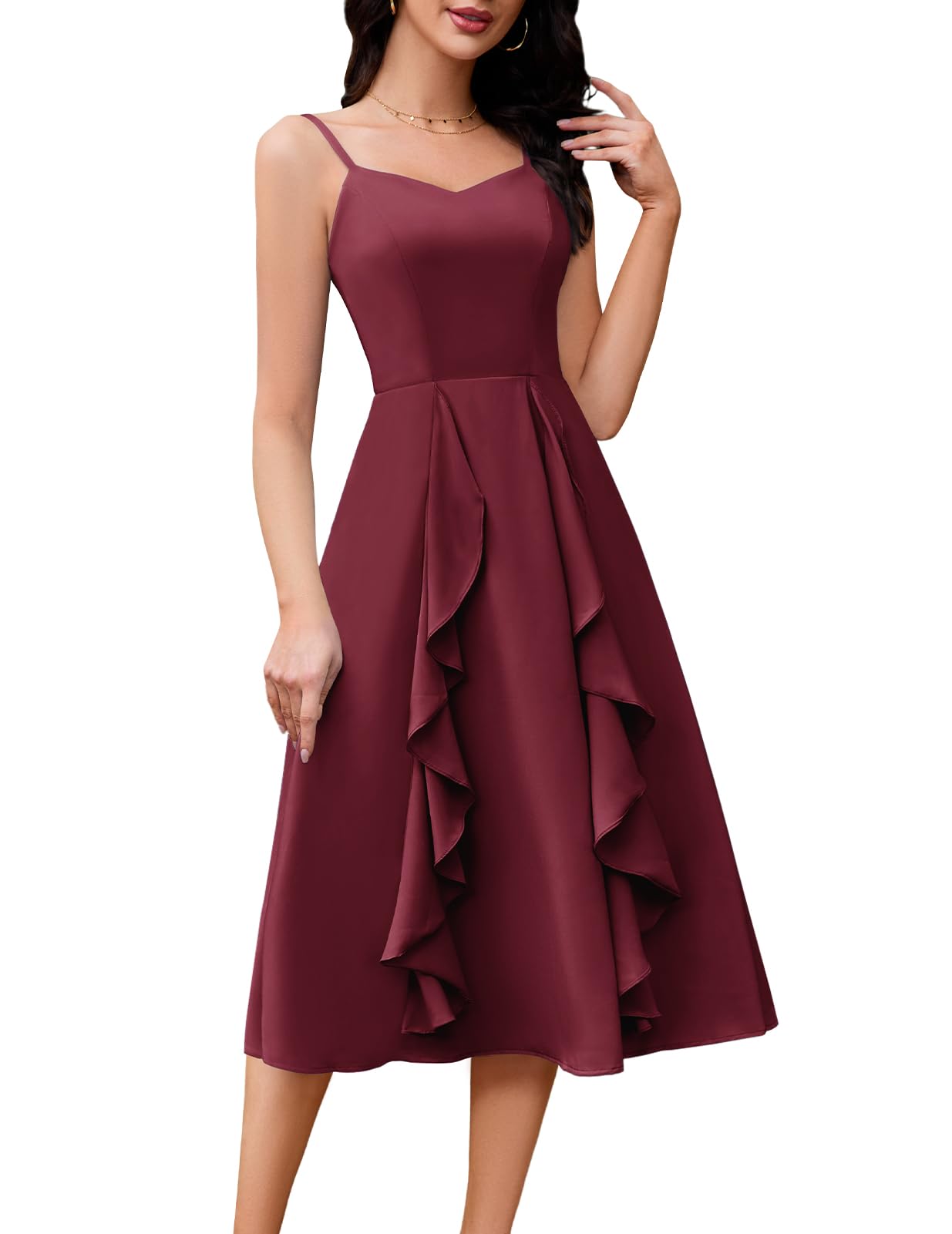 Women's Vintage Summer Dress - Burgundy L-image-d358a435-a317-4266-bf51-3147f88e7bea-129396