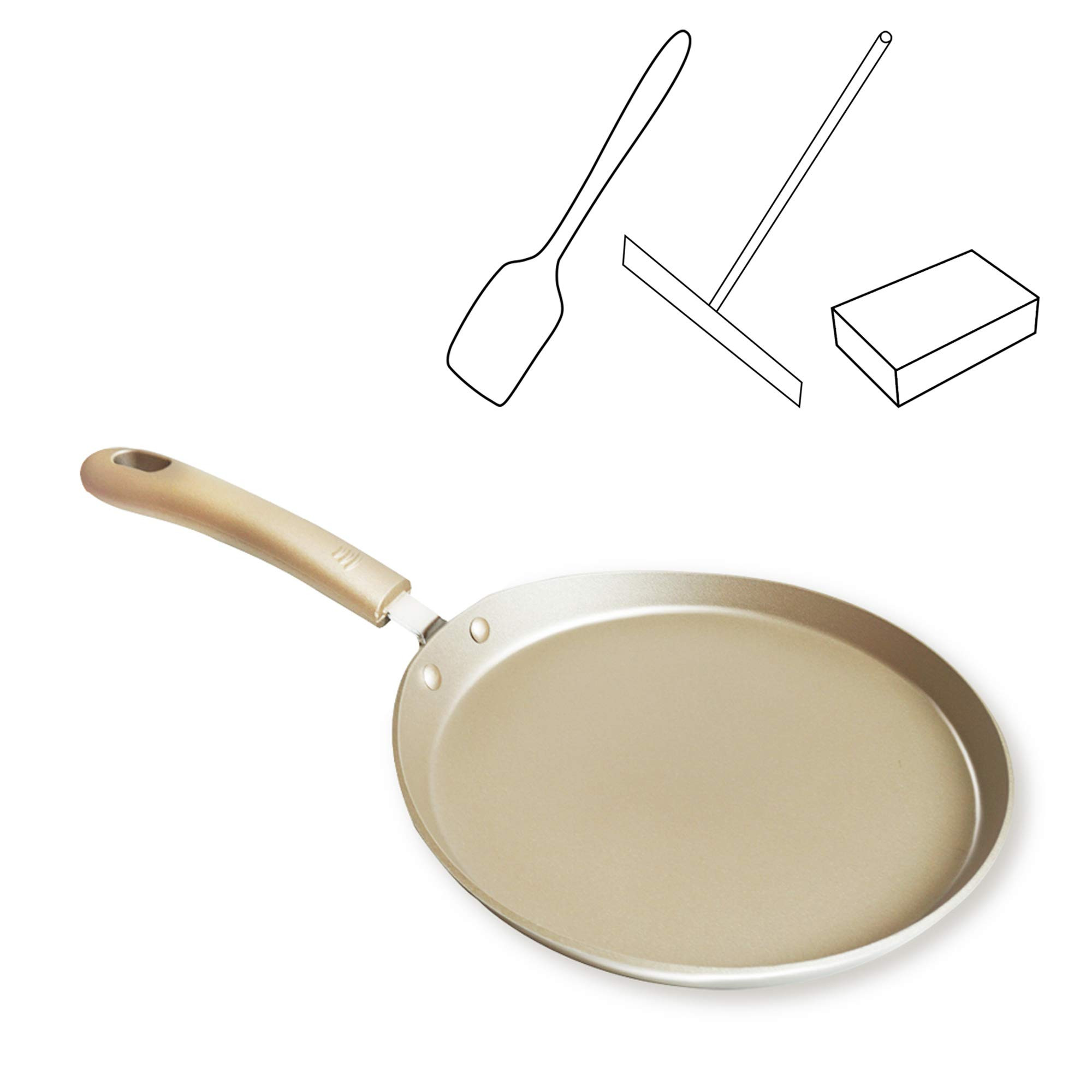 Non-Stick Crepe Pan with Utensils - Champagne Gold 8 Inch-image-f003d329-c498-4a42-9abe-1e7ffa4d47db-1934
