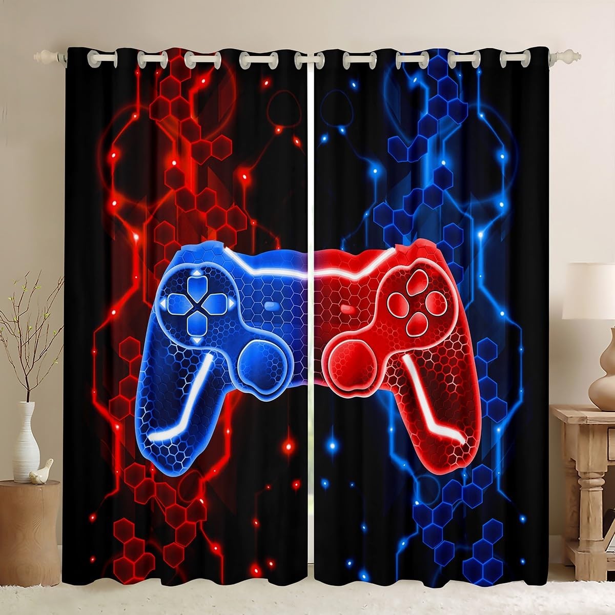 Gaming Controller Curtains Blackout - Multicoloured W66 x L72in 2