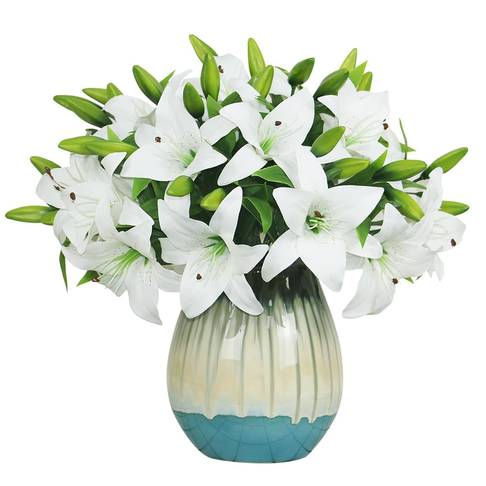 Artificial Lily Flowers 20pcs - White 20pcs-image-ca6236be-0b3e-4eb0-a9a8-c970d805777e-134701