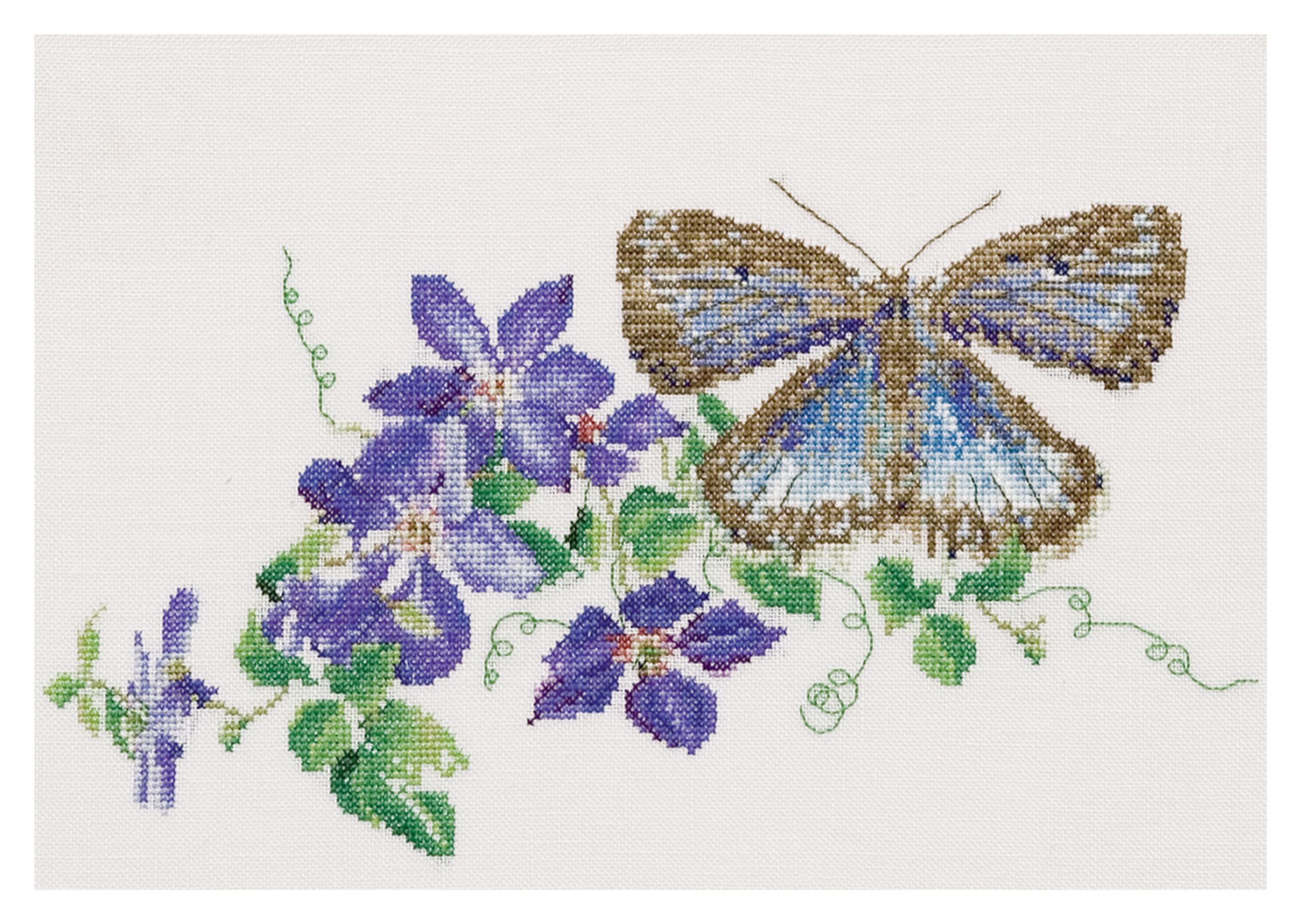Cross Stitch Kit Butterfly Clematis - 438A Aida 29x18cm-image-f5e3a9d5-c492-4803-bf0c-4dcdf2920f6b-125717