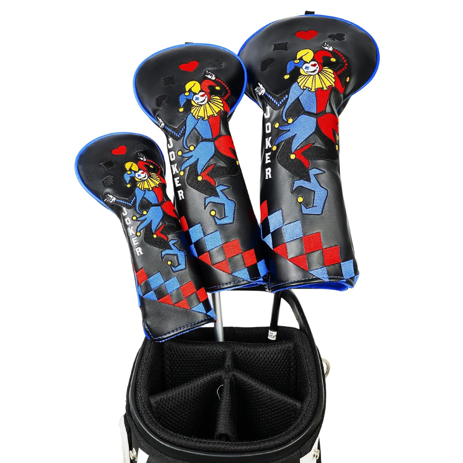 Golf Head Covers 3 Pack Joker Pattern - Black DFH