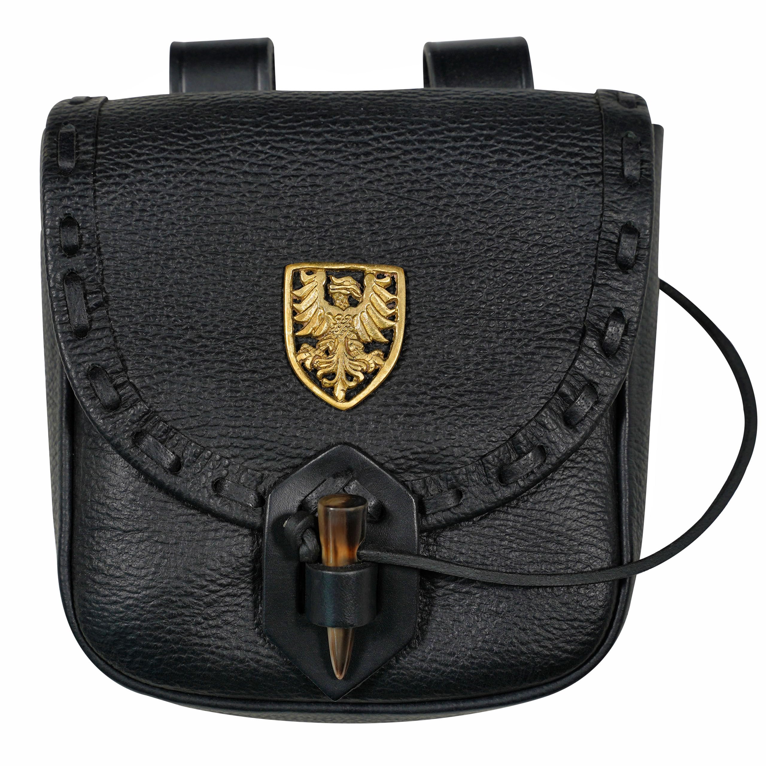 Leather Viking Coin Pouch - Black Leather and Brass 8" x 7"-image-dd33ef7c-cd01-4845-8d3f-177d39bfe037-266207