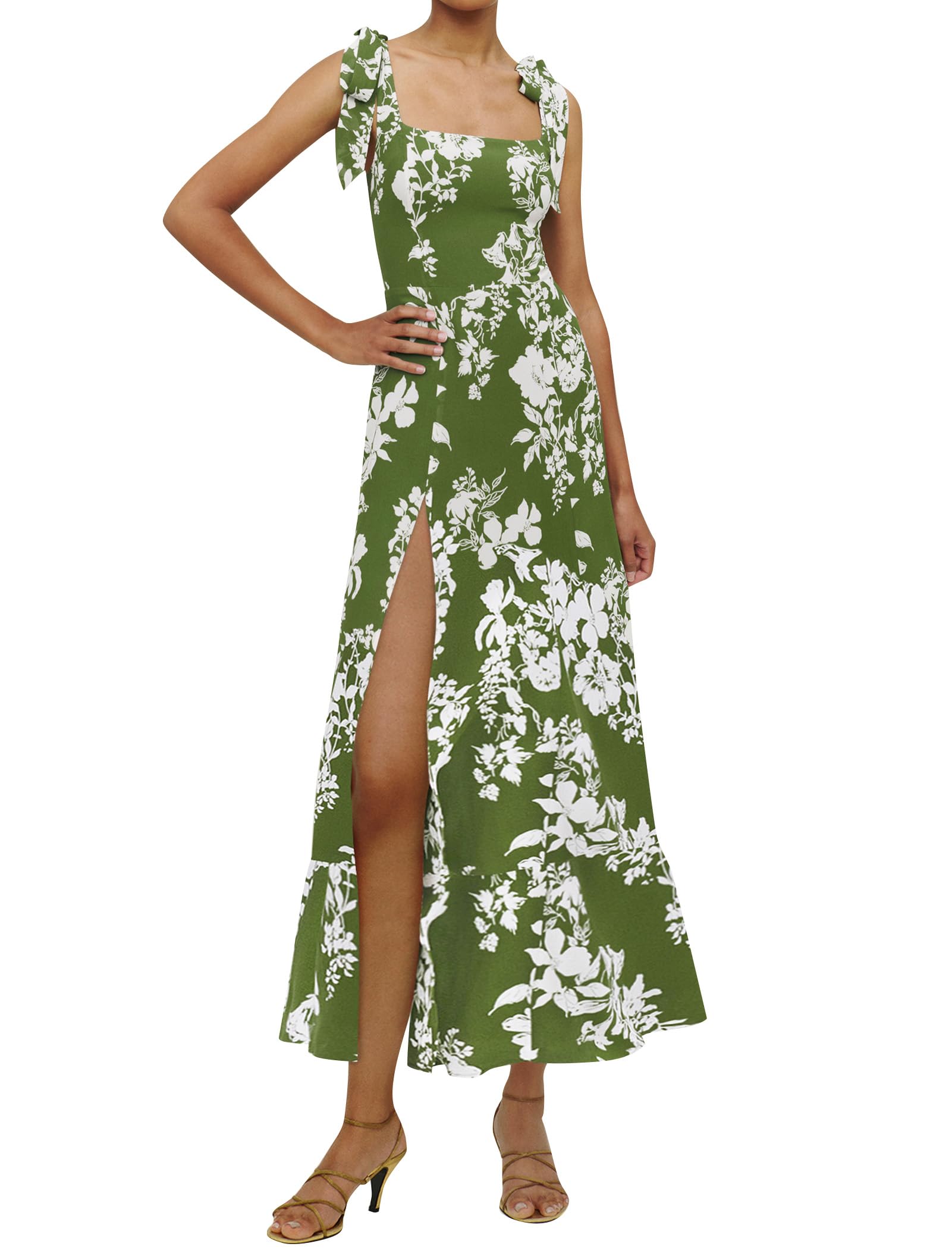 Women's Floral Midi Dress - Green L-image-861ae19c-d7bd-4822-8663-1b49621c1c9e-125617