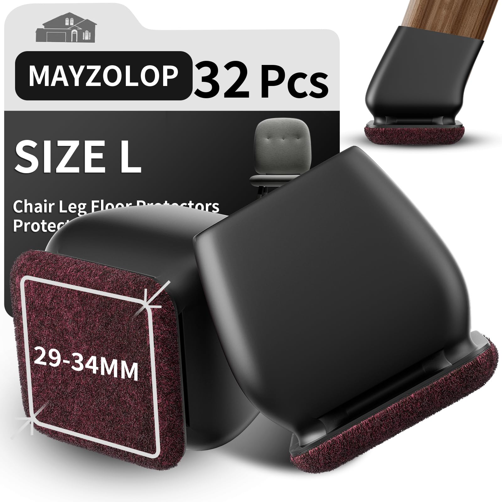 Floor Protectors 32PCS Felt Pads - Black 1.14''-1.34''-image-b177de3a-f477-4e8c-8891-7b3b80eabd9d-126020