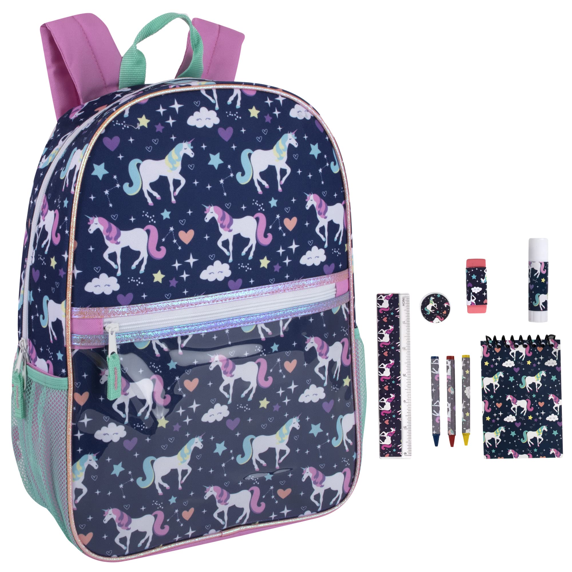 Girls School Backpack Set - Prancing Unicorns 17 Inch-image-5cd6f0da-00ee-46a1-9572-4c3bf00d90a4-125959