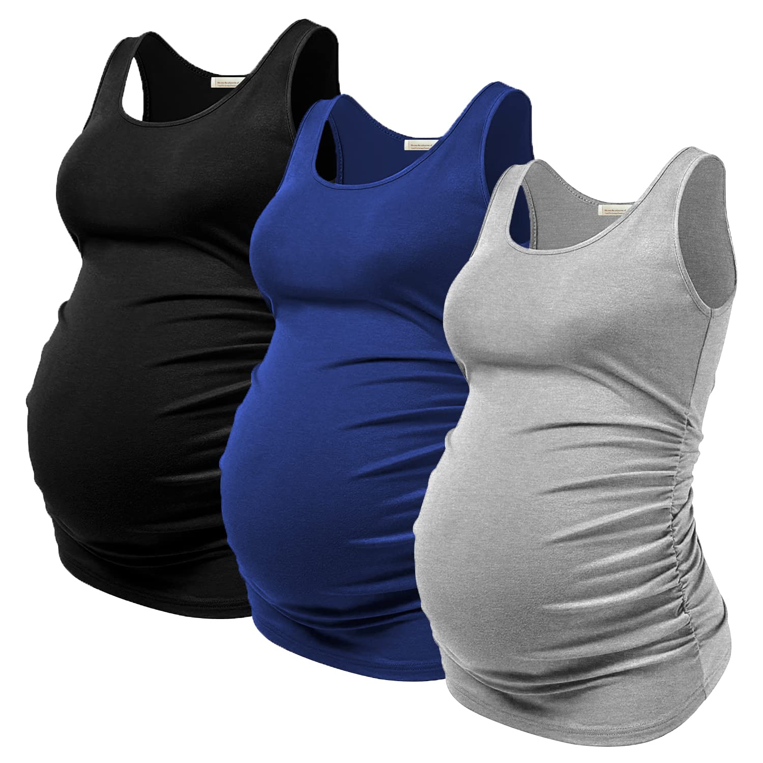 Maternity Sleeveless Tank Top 3 Pack - Black, Blue, Light Grey S-image-79a92cd2-09e5-4a55-8a9b-a4e3919c5110-127183