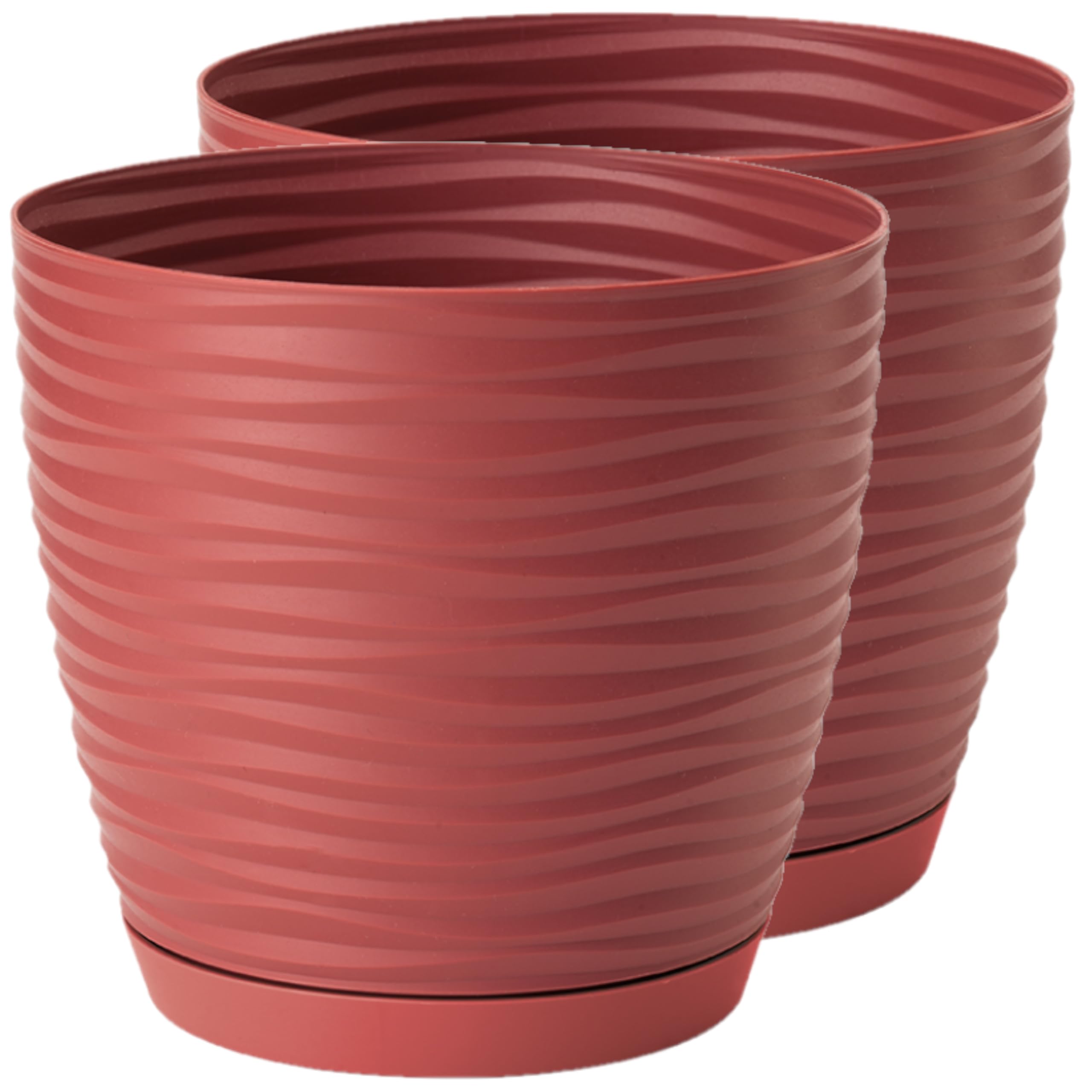 Plastic Plant Pots Set with Drainage - Red 23cm-image-0808a6ee-0131-47e2-a4ba-a2d4be2fa4c8-266509