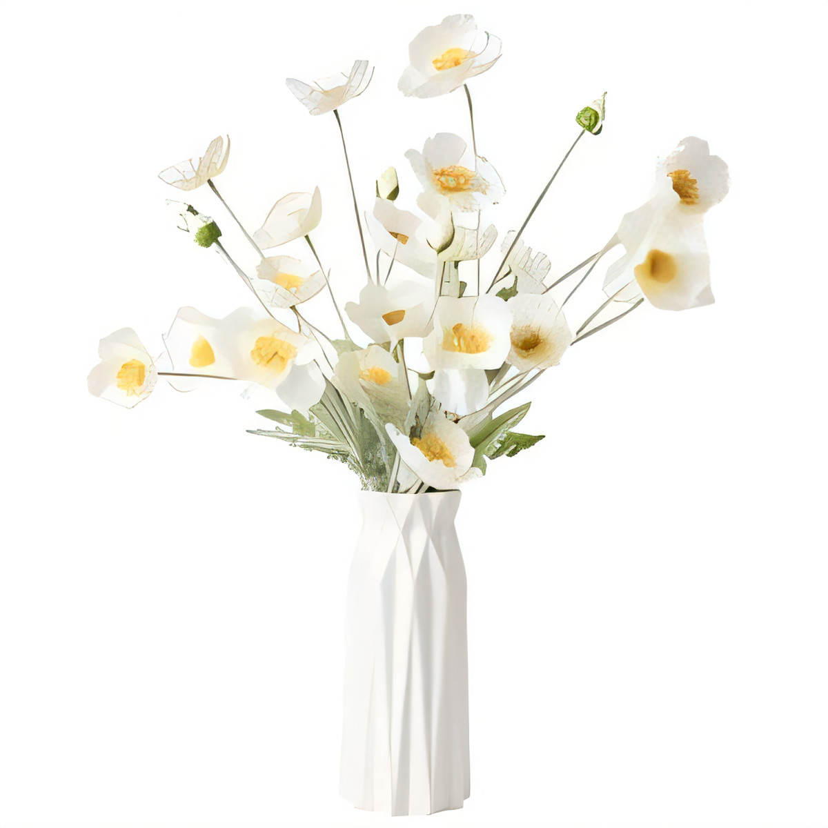 DuHouse 6 Pcs Artificial White Silk Poppy Flowers-image-1beb08da-759f-4b4c-b86a-310872fa047d-54159