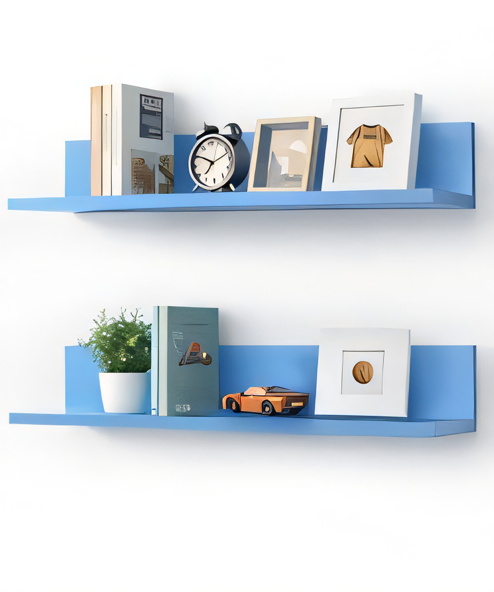 Floating Shelves Solid Pine Wood 76cm - Blue Set of 2-image-985baa9d-c2a6-40ff-ac66-a05a66ae653a-94456