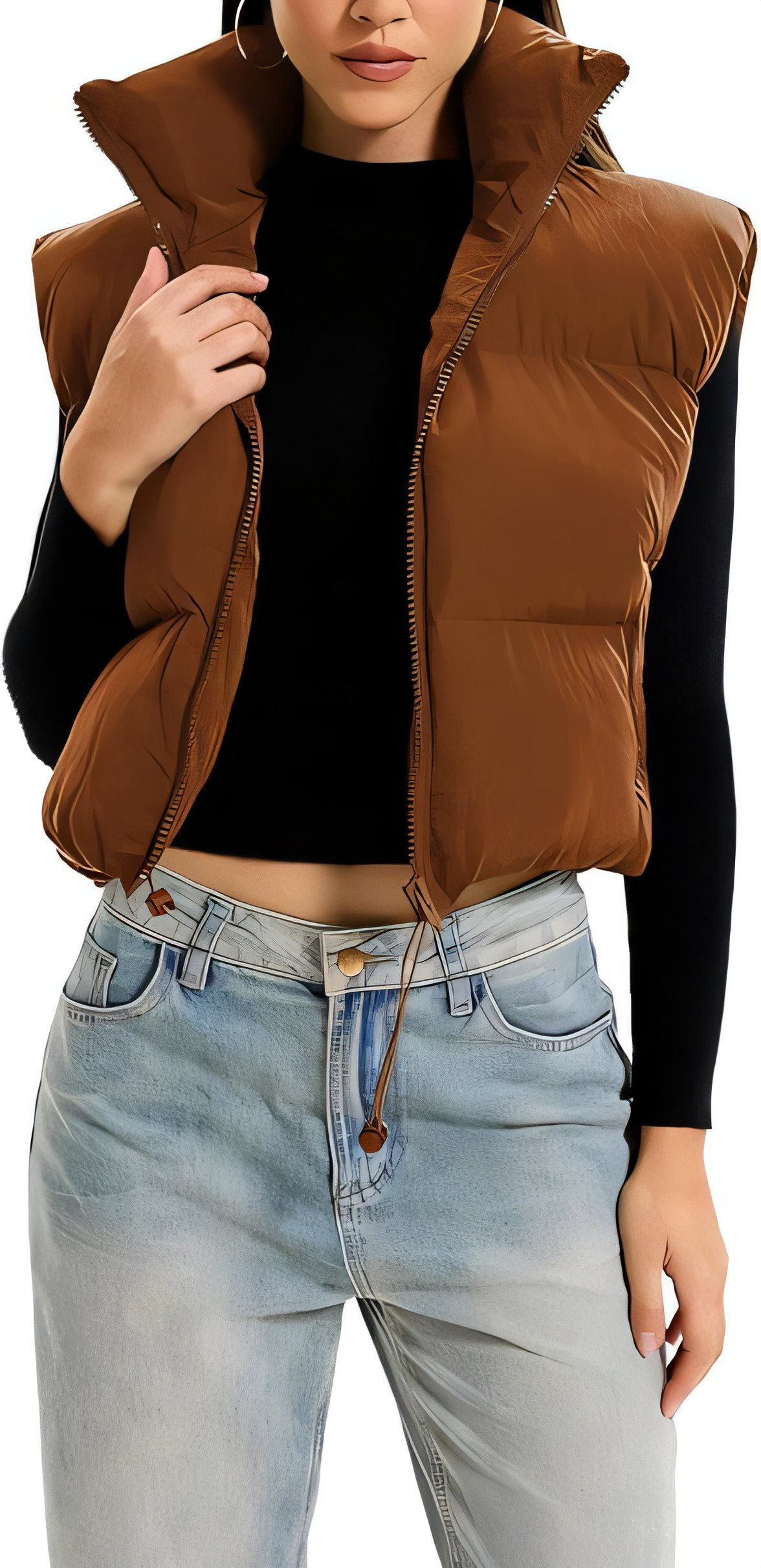 Women's Quilted Puffer Gilet - Brown Size S-image-2e10943b-6e76-47e1-bb03-c0d6f1dcaf4f-93325
