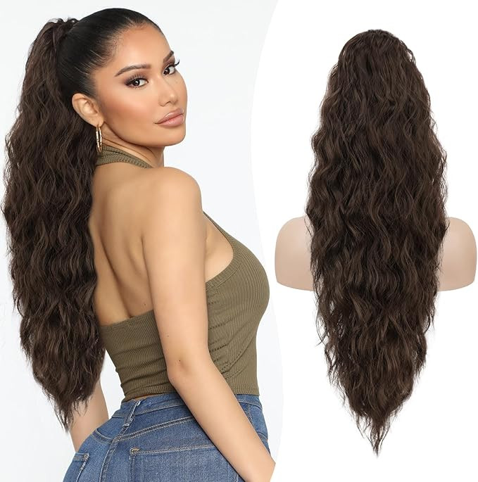 Beach Wave Ponytail Extension - Dark Brown 26 Inch-image-95f2e0a0-b720-4294-acf5-710411d8cfaf-125776