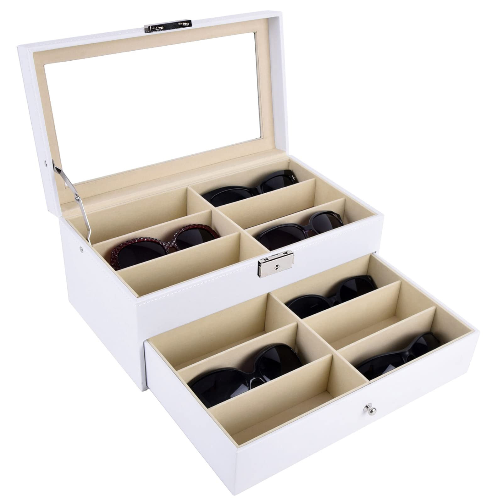 12 Slot Eyewear Storage Box - White 12 Compartments-image-acf668fb-008c-4269-9e62-653d1b81b4a3-132242