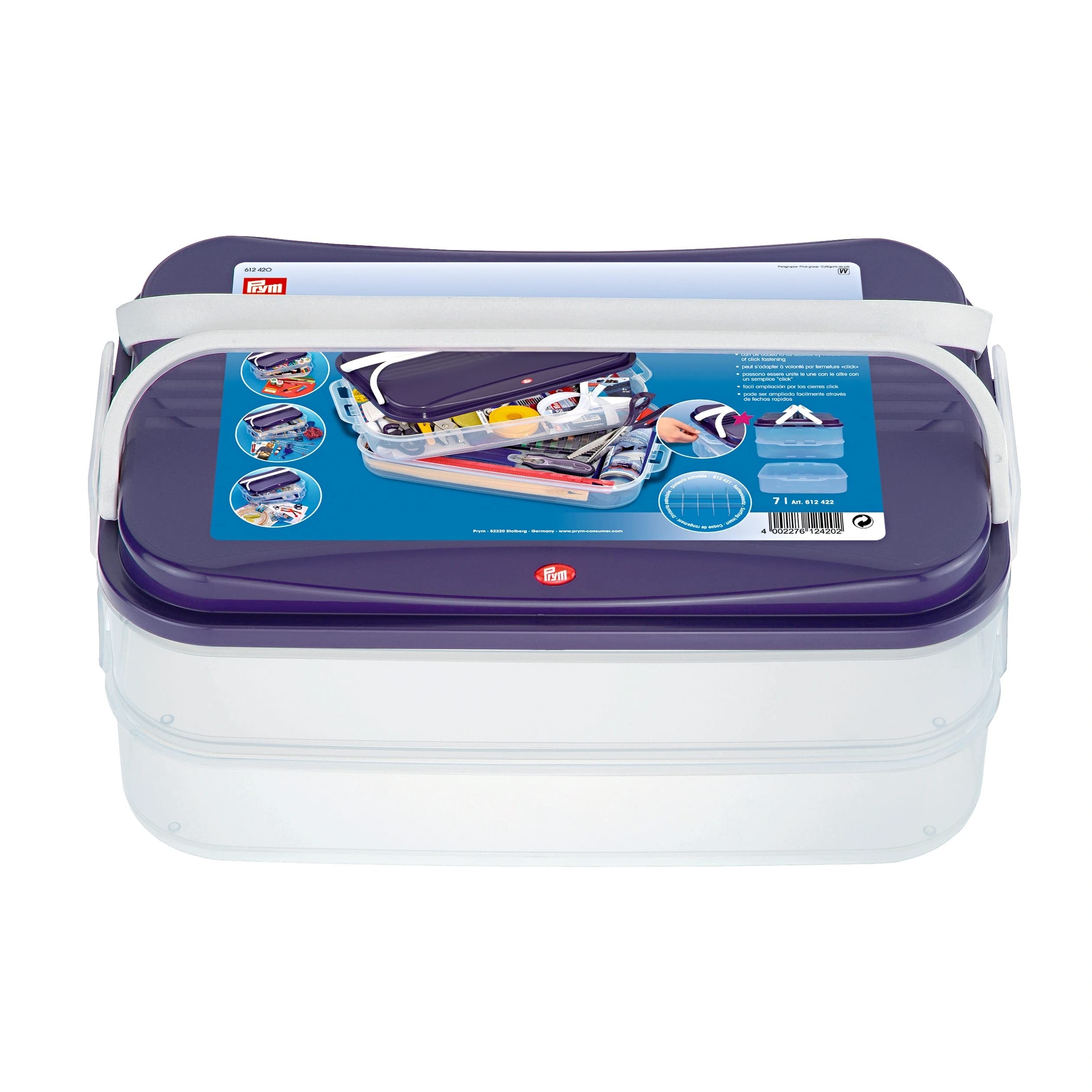 Prym Jumbo Storage Box Set with Handles - Purple 40 x 26.5 cm
