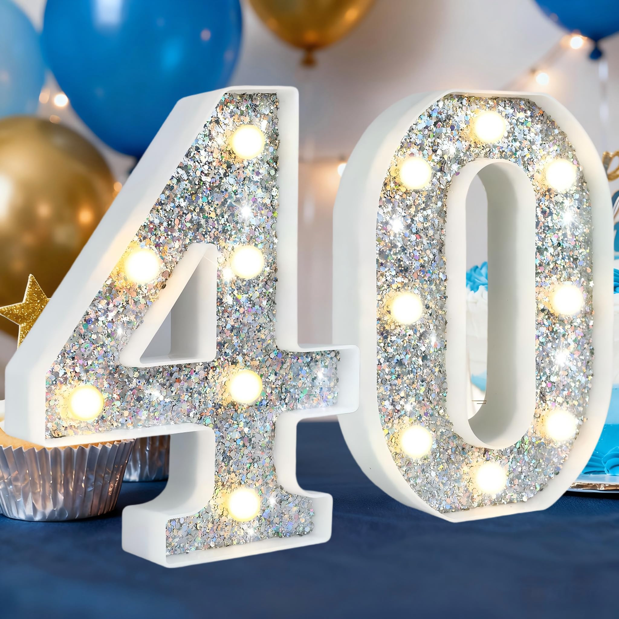 LED Marquee Number 40 Light - Silver 8.86 Inch-image-bc5fb574-2df1-44b4-99d3-10e4b37980eb-268888